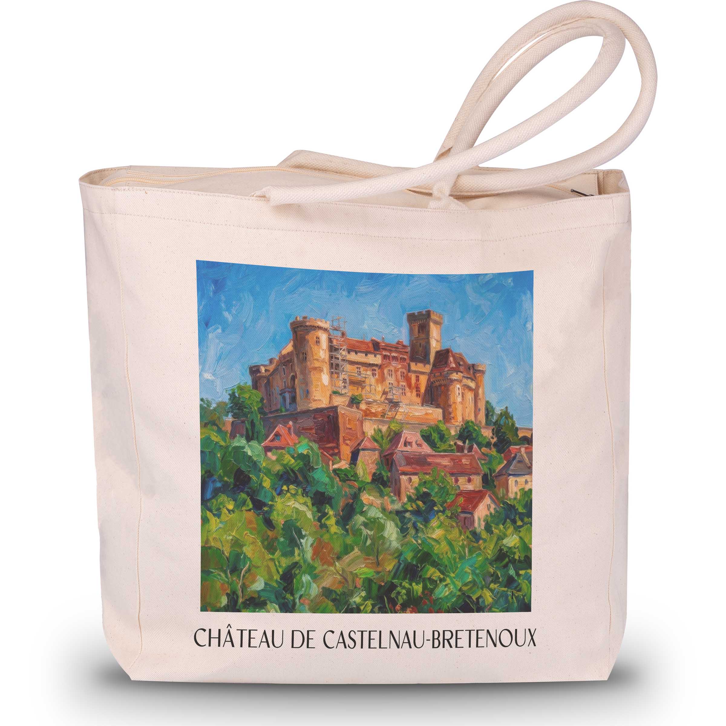 château-de-castelnau-bretenoux-vallée-de-la-dordogne-frankreich-einkaufstasche-oil-painting-oelgemaelde