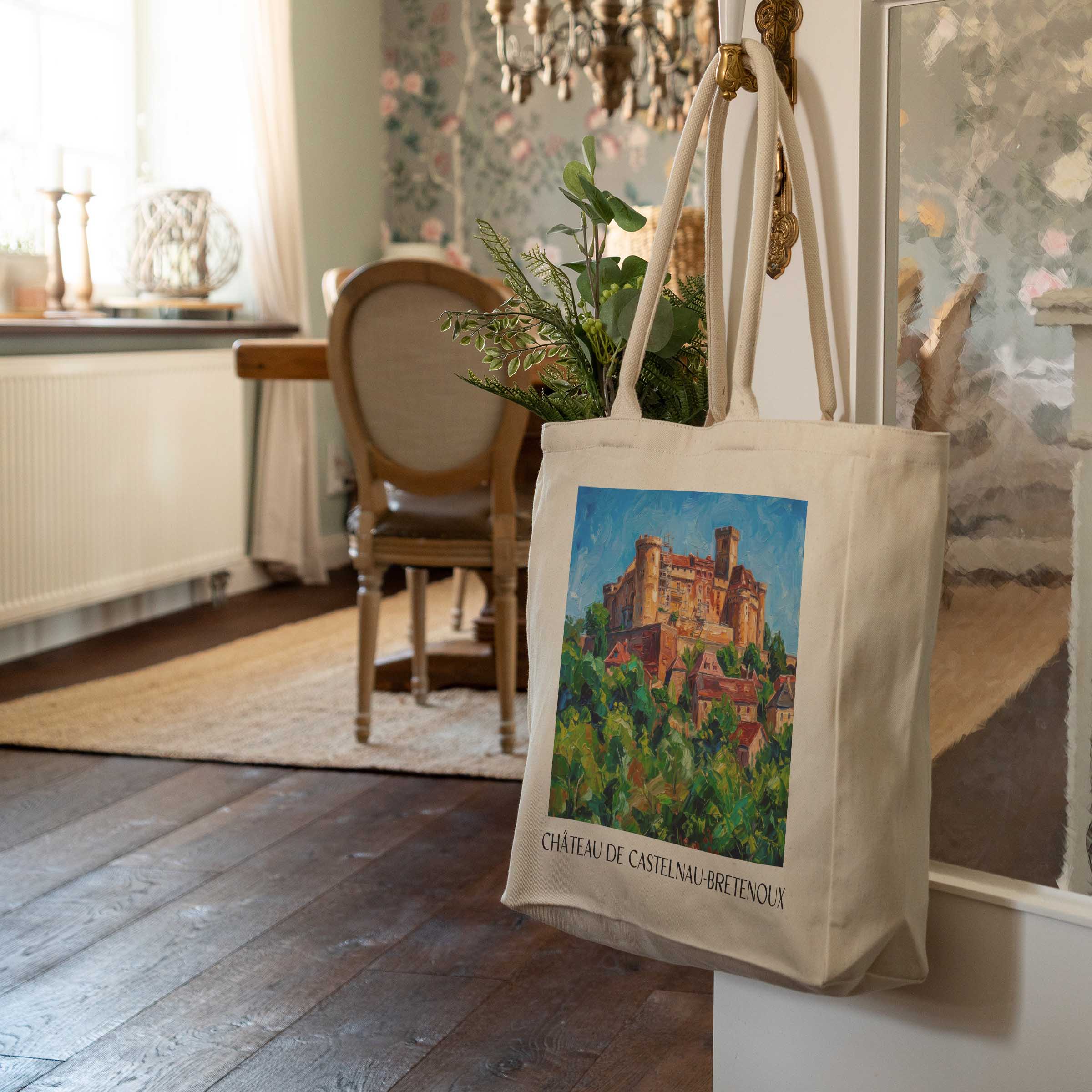 château-de-castelnau-bretenoux-vallée-de-la-dordogne-frankreich-einkaufstasche-oil-painting-oelgemaelde