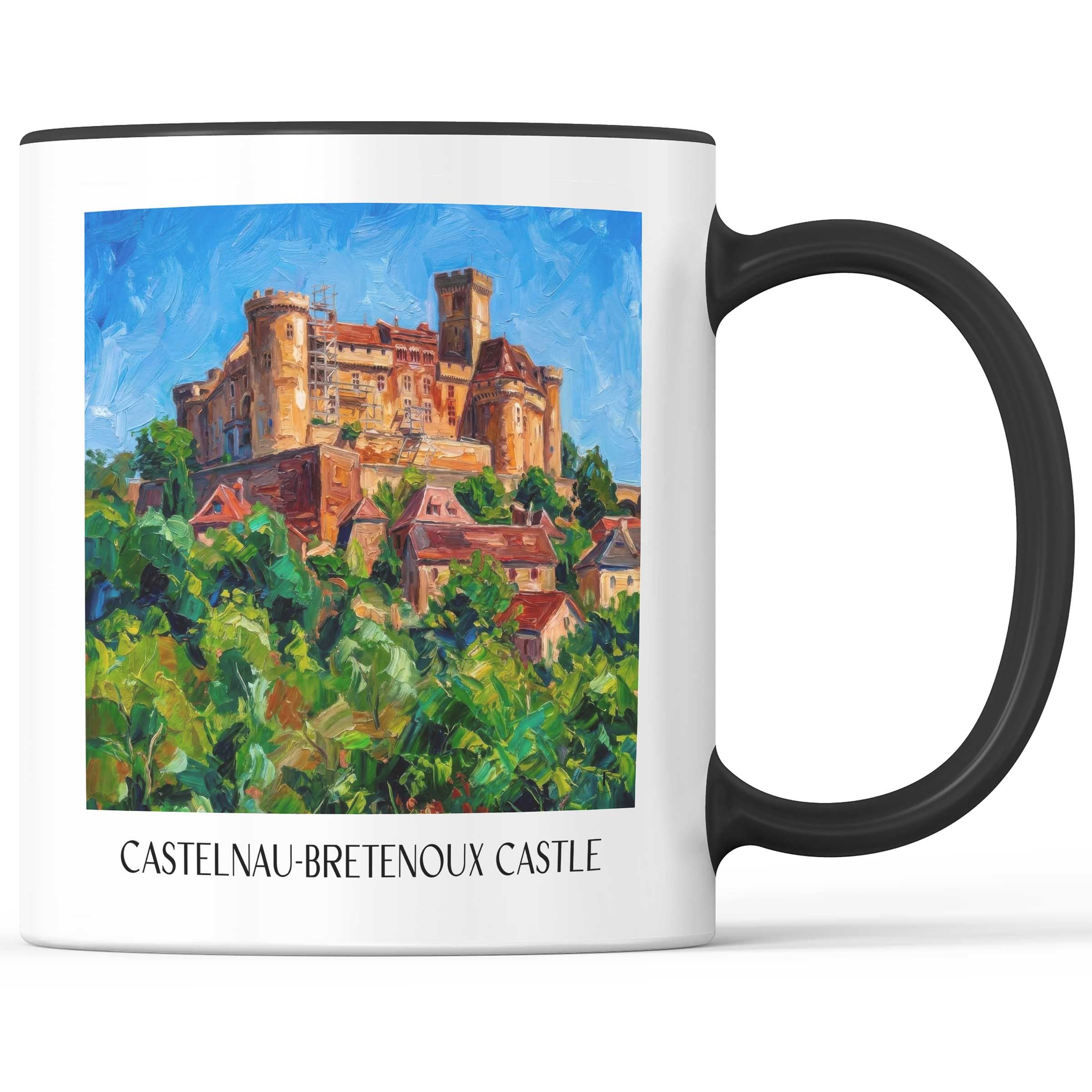 Château de Castelnau-Bretenoux Kaffeebecher - Vallée de la Dordogne - Frankreich Becher - Kaffeetasse im Ölgemälde Stil