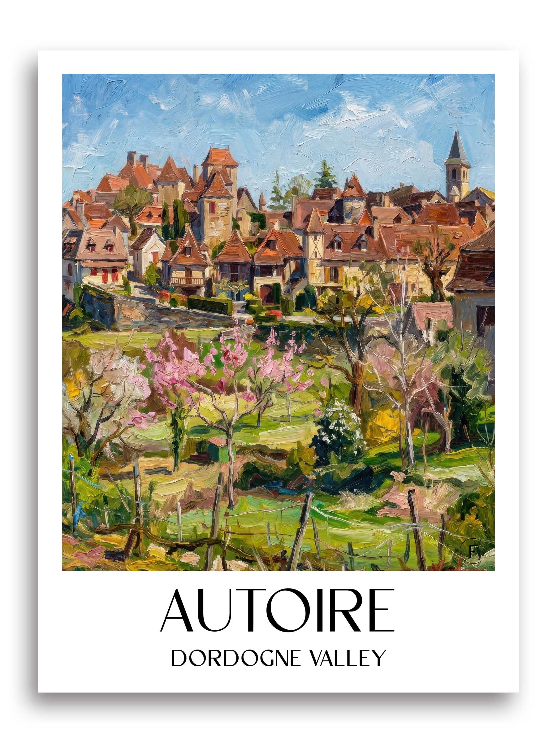 Autoire Poster - Vallée de la Dordogne - Frankreich Kunstdruck - Ölgemälde von A4 bis A1