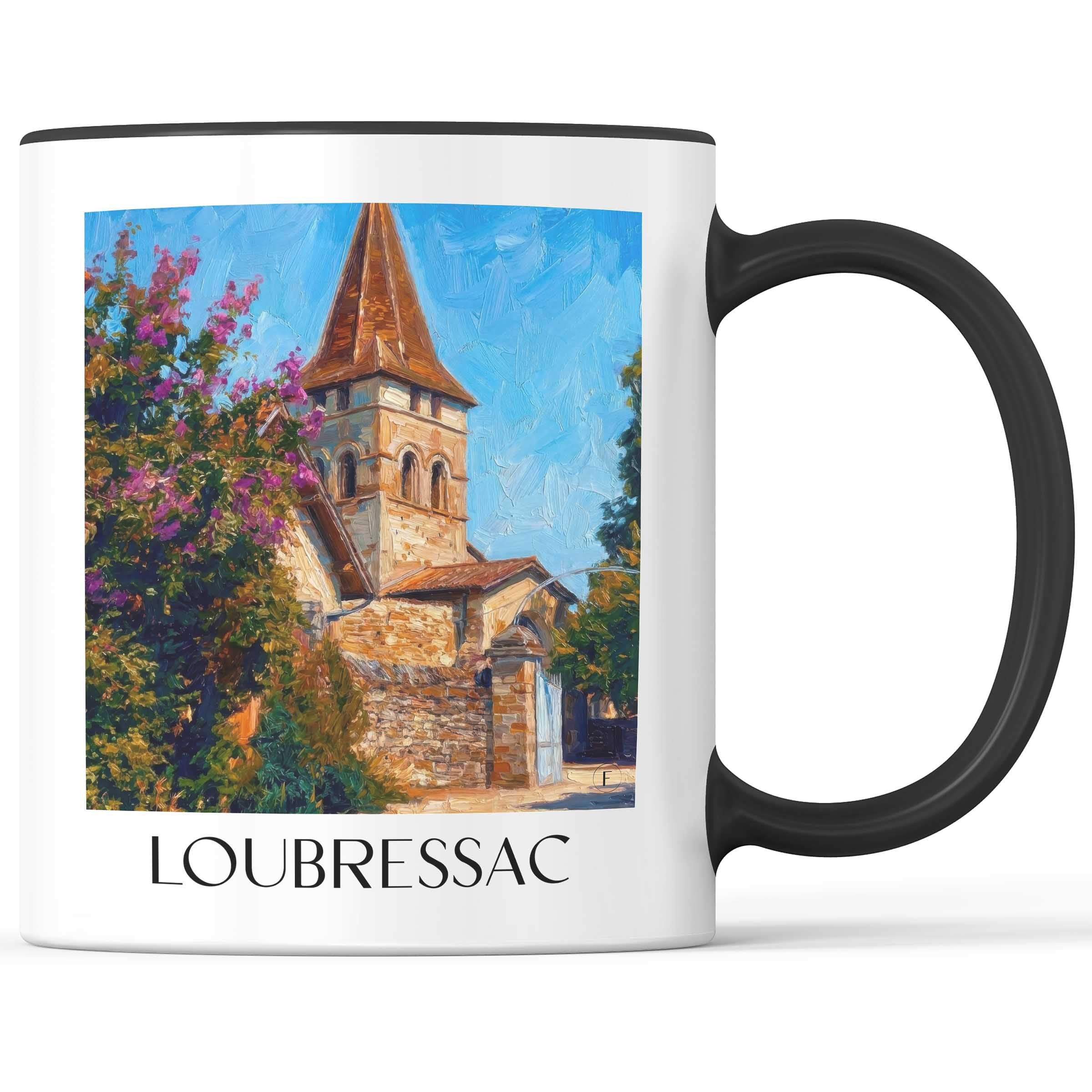 Loubressac Kaffeebecher - Vallée de la Dordogne - Frankreich Becher - Kaffeetasse im Ölgemälde Stil