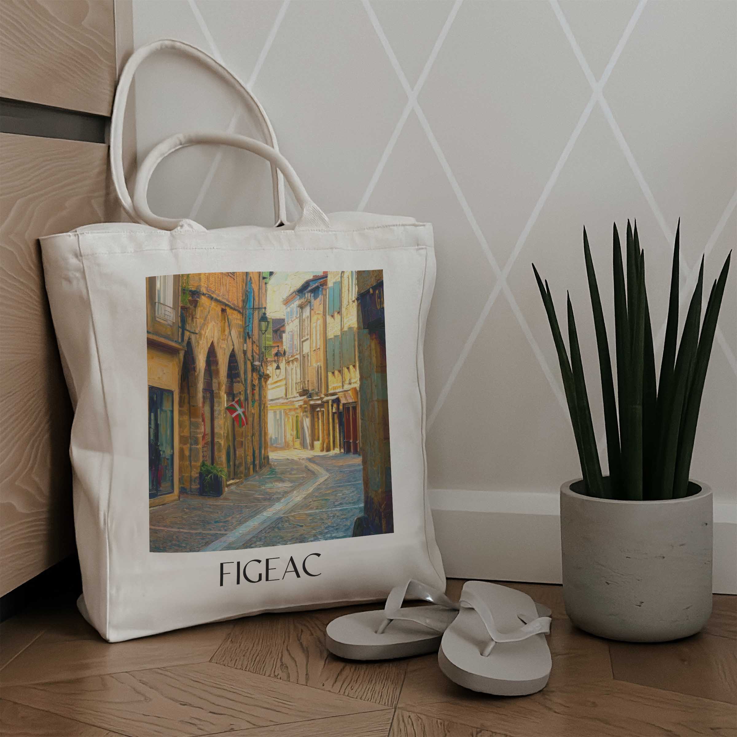 figeac-vallée-du-célé-frankreich-einkaufstasche-oil-painting-oelgemaelde