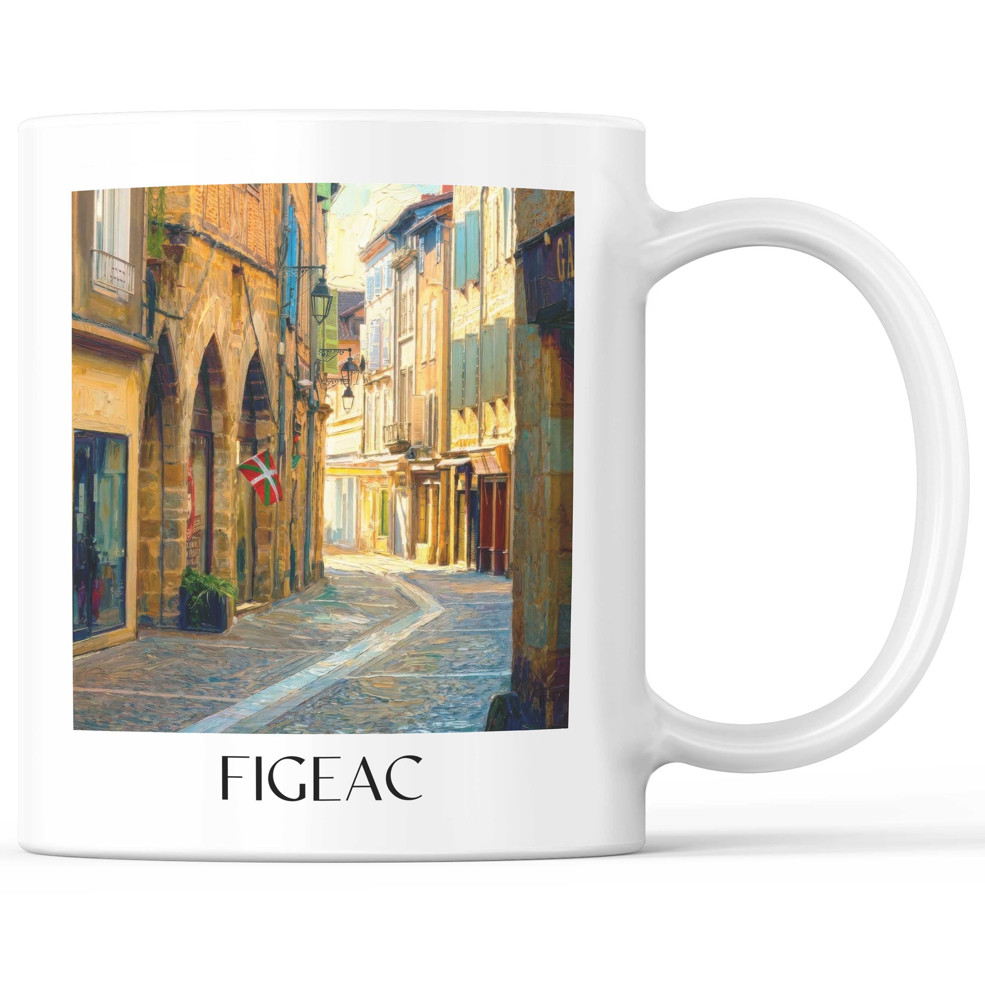 Figeac Kaffeebecher - Vallée du Célé - Frankreich Becher - Kaffeetasse im Ölgemälde Stil