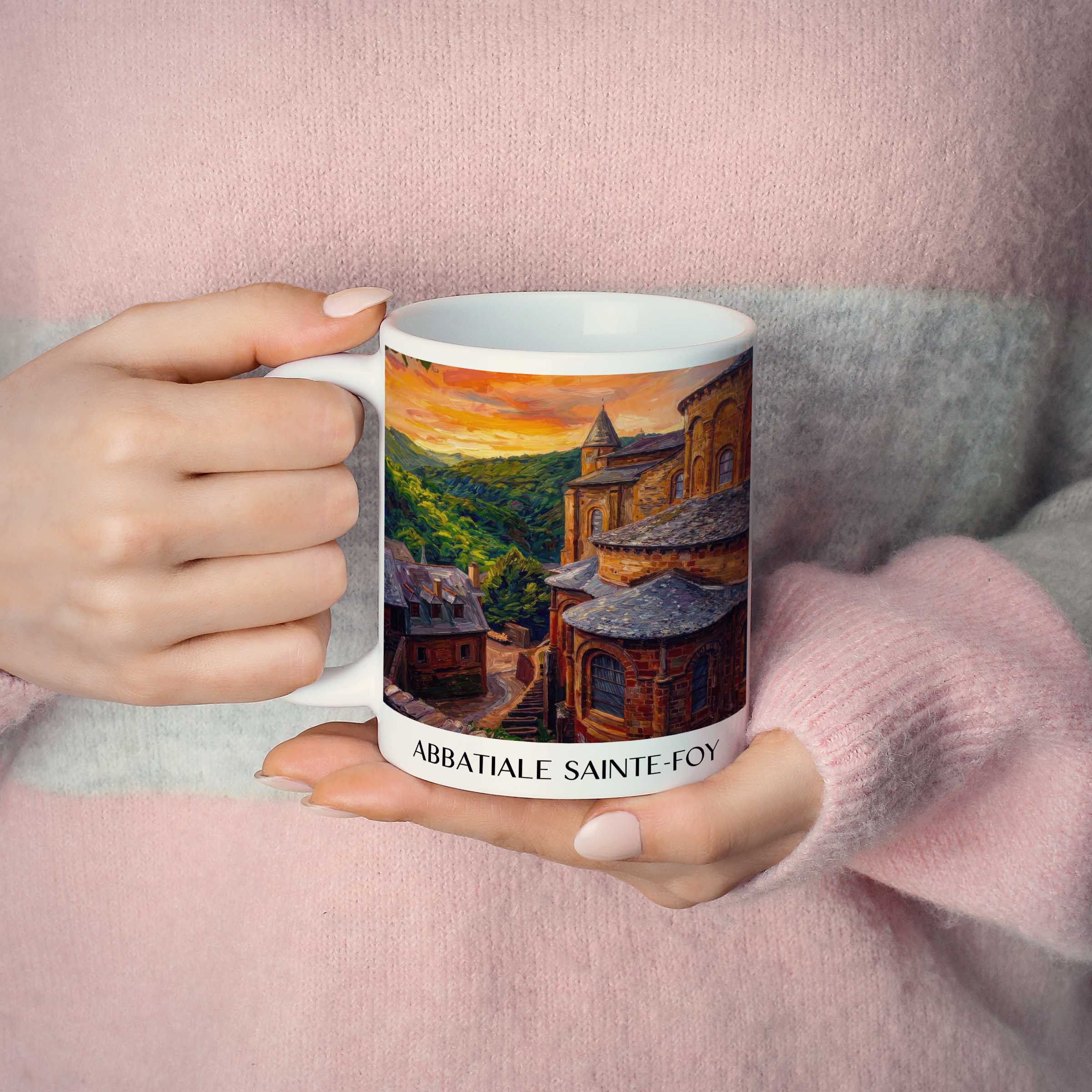 abbatiale-sainte-foy-conques-frankreich-kaffeebecher-oil-painting-oelgemaelde