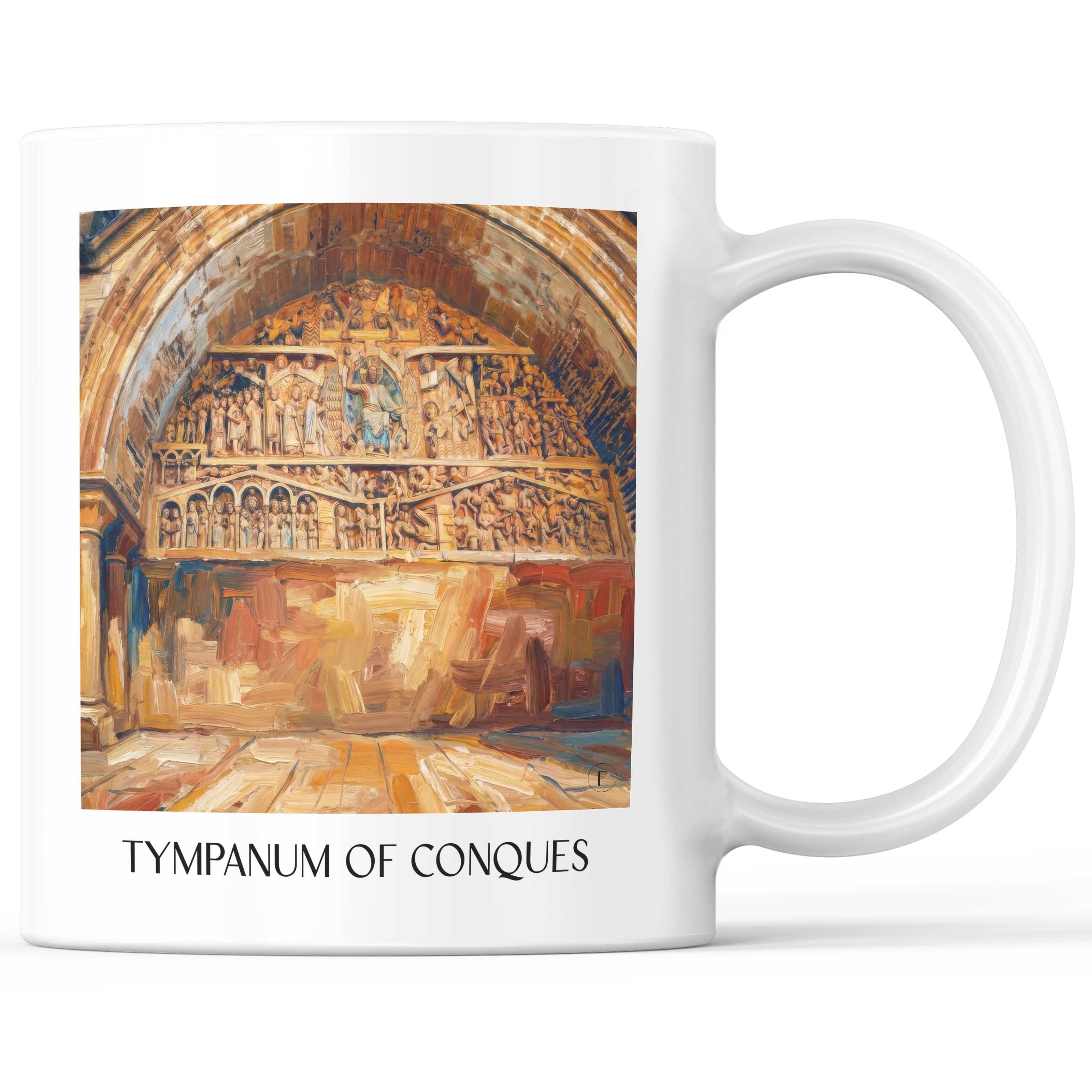 Tympan de Conques Kaffeebecher - Vallée du Lot - Frankreich Becher - Kaffeetasse im Ölgemälde Stil