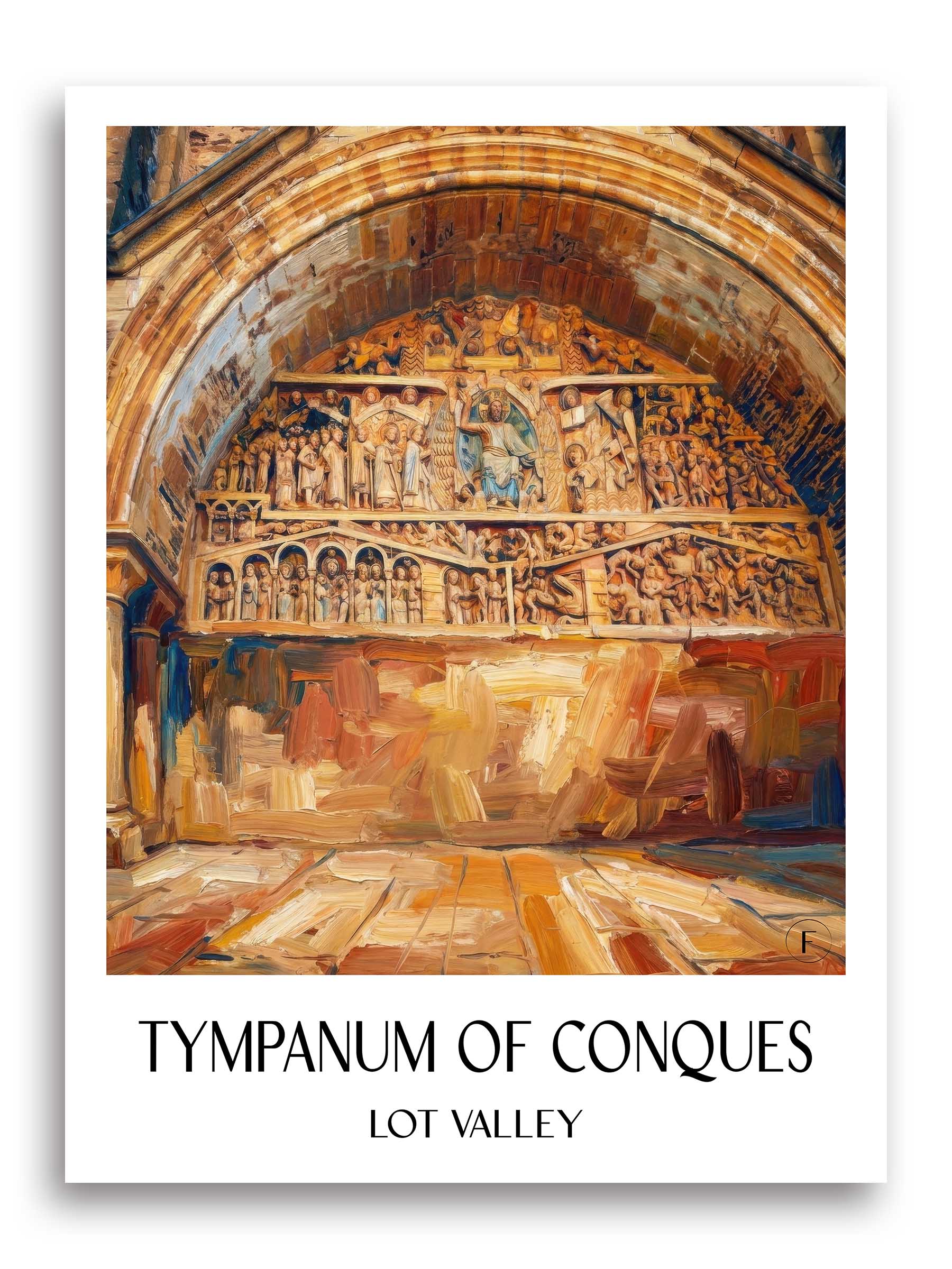Tympan de Conques Poster - Vallée du Lot - Frankreich Kunstdruck - Ölgemälde von A4 bis A1