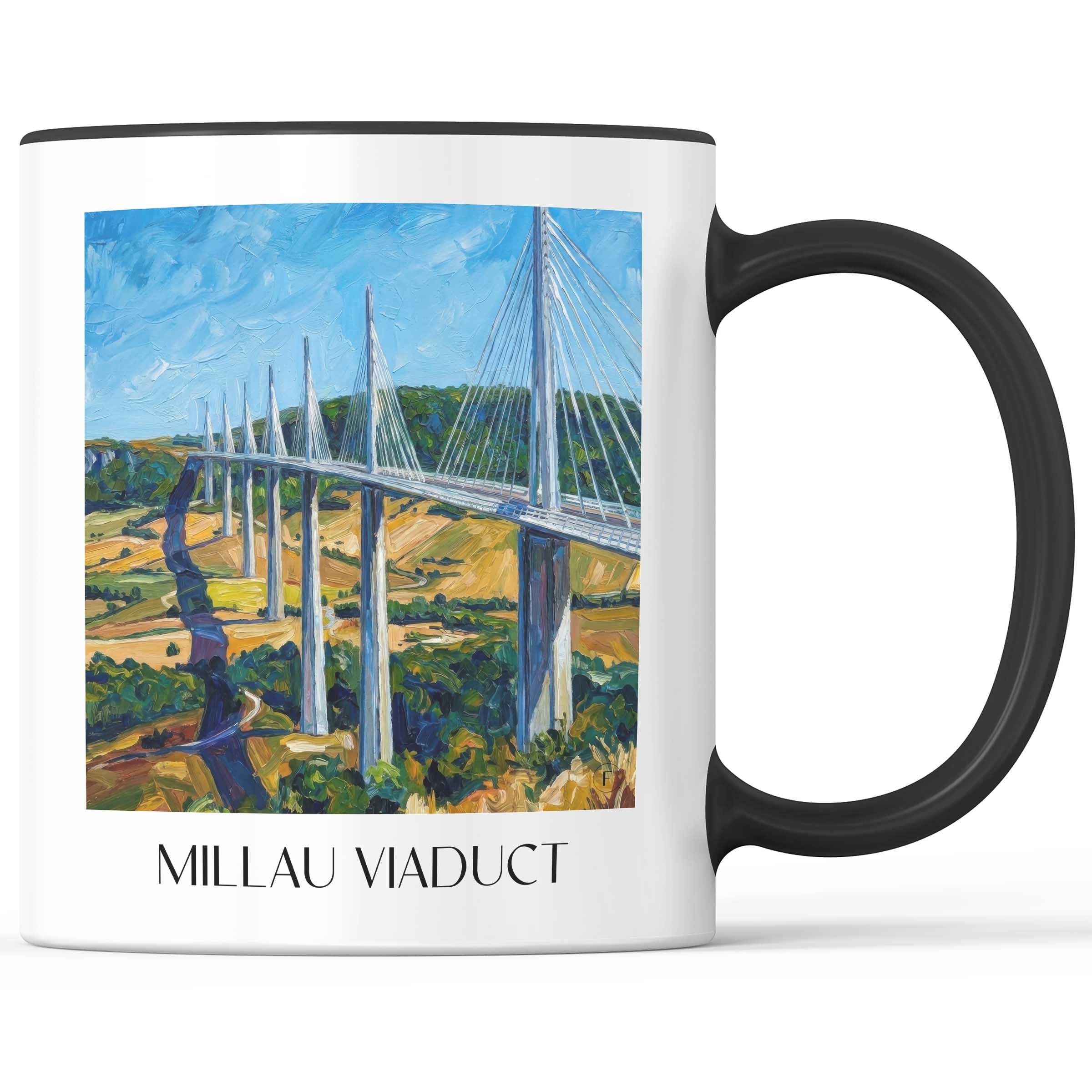 Viaduc de Millau Kaffeebecher - Okzitanien - Frankreich Becher - Kaffeetasse im Ölgemälde Stil