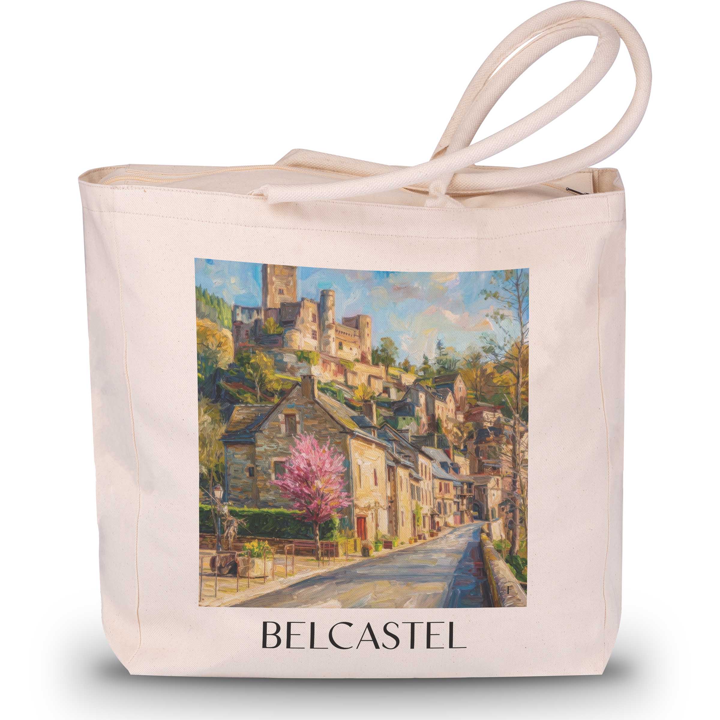 Belcastel Shopping Tasche - Vallée de l'Aveyron - Frankreich Tote Bag - Einkaufstasche im Ölgemälde Stil
