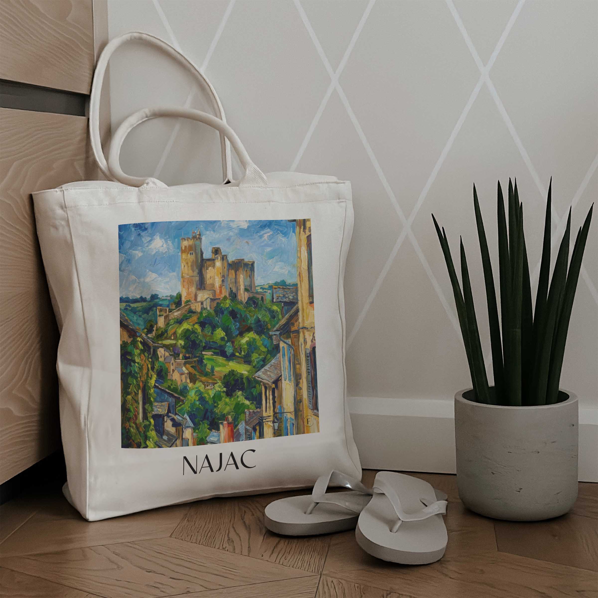 najac-vallée-de-l'aveyron-frankreich-einkaufstasche-oil-painting-oelgemaelde