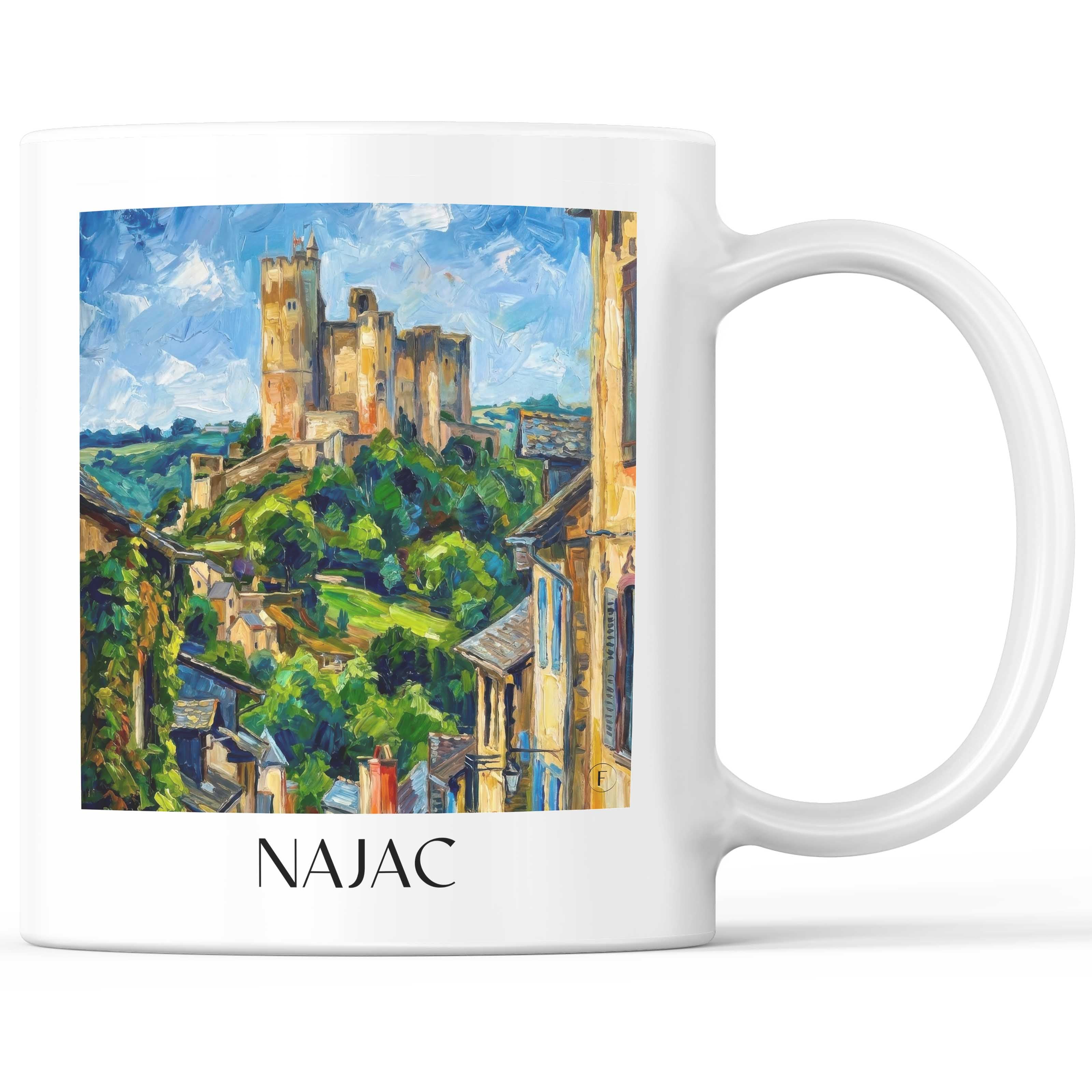 Najac Kaffeebecher - Vallée de l'Aveyron - Frankreich Becher - Kaffeetasse im Ölgemälde Stil