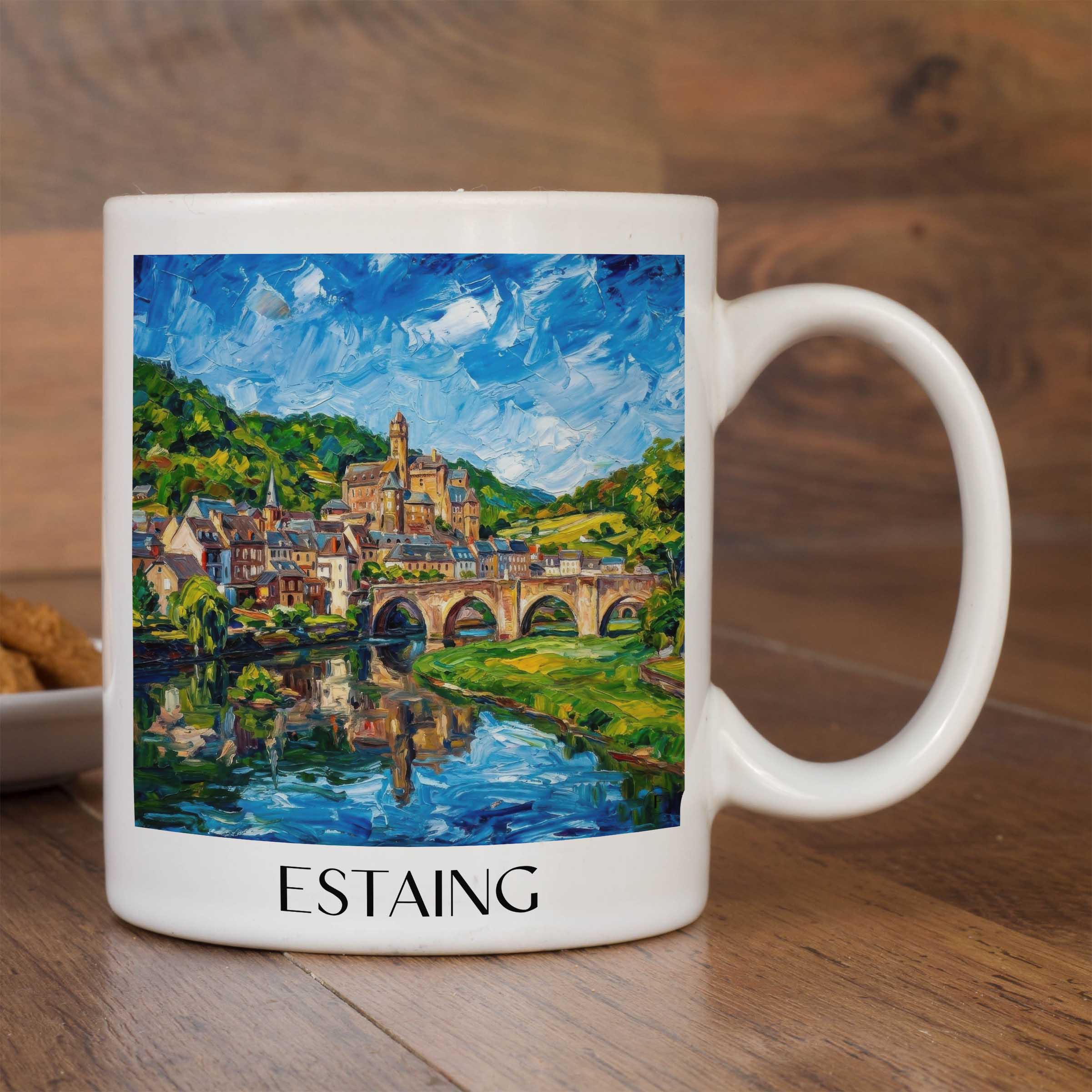 estaing-vallée-du-lot-frankreich-kaffeebecher-oil-painting-oelgemaelde