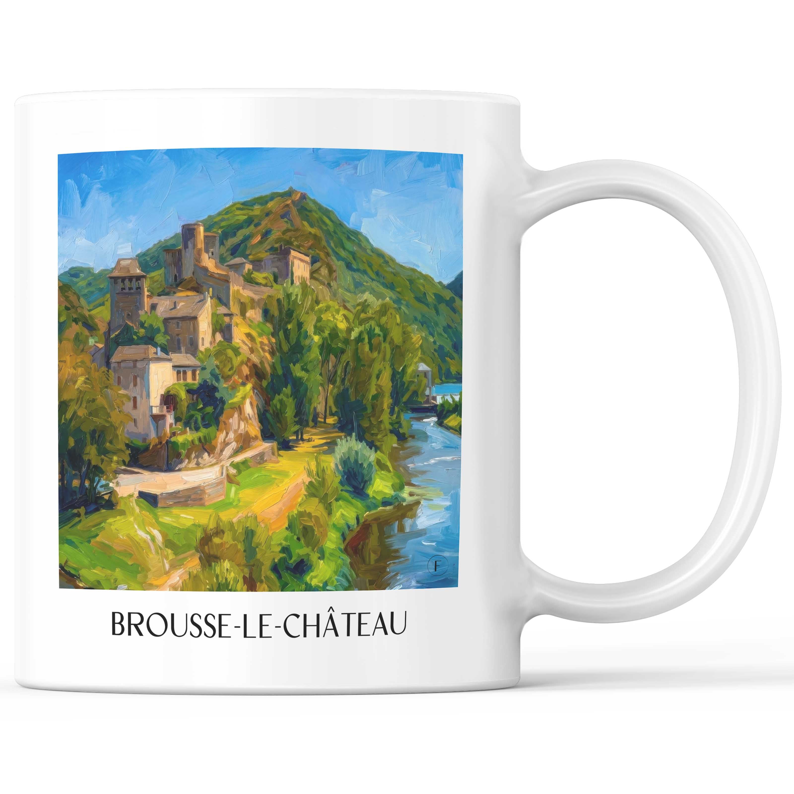 Brousse-le-Château Kaffeebecher - Vallée du Tarn - Frankreich Becher - Kaffeetasse im Ölgemälde Stil