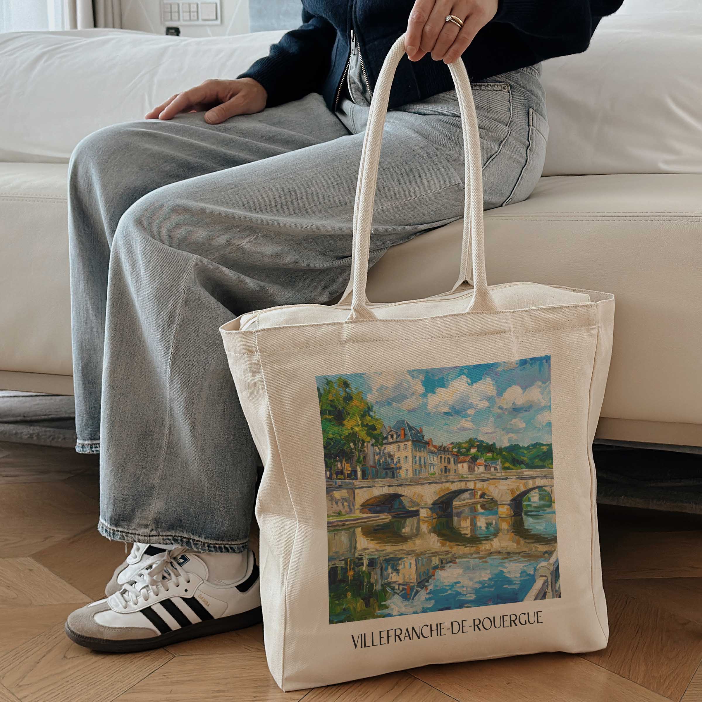 villefranche-de-rouergue-okzitanien-frankreich-einkaufstasche-oil-painting-oelgemaelde