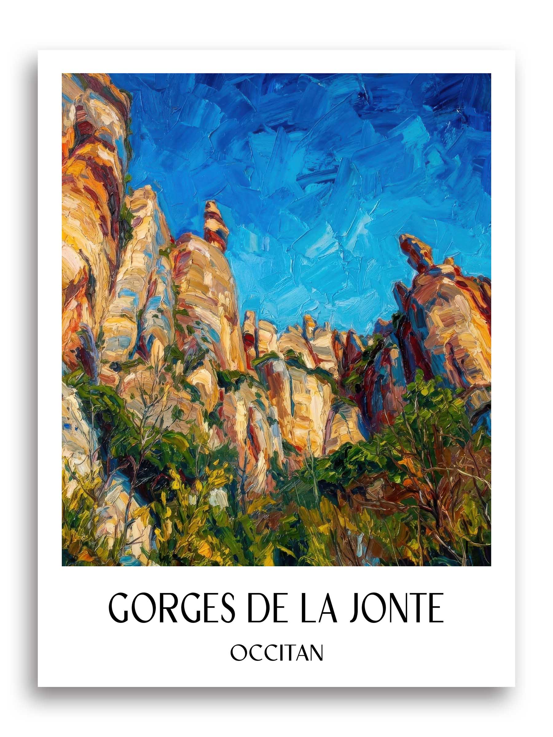 Gorges de la Jonte Poster - Okzitanien - Frankreich Kunstdruck - Ölgemälde von A4 bis A1