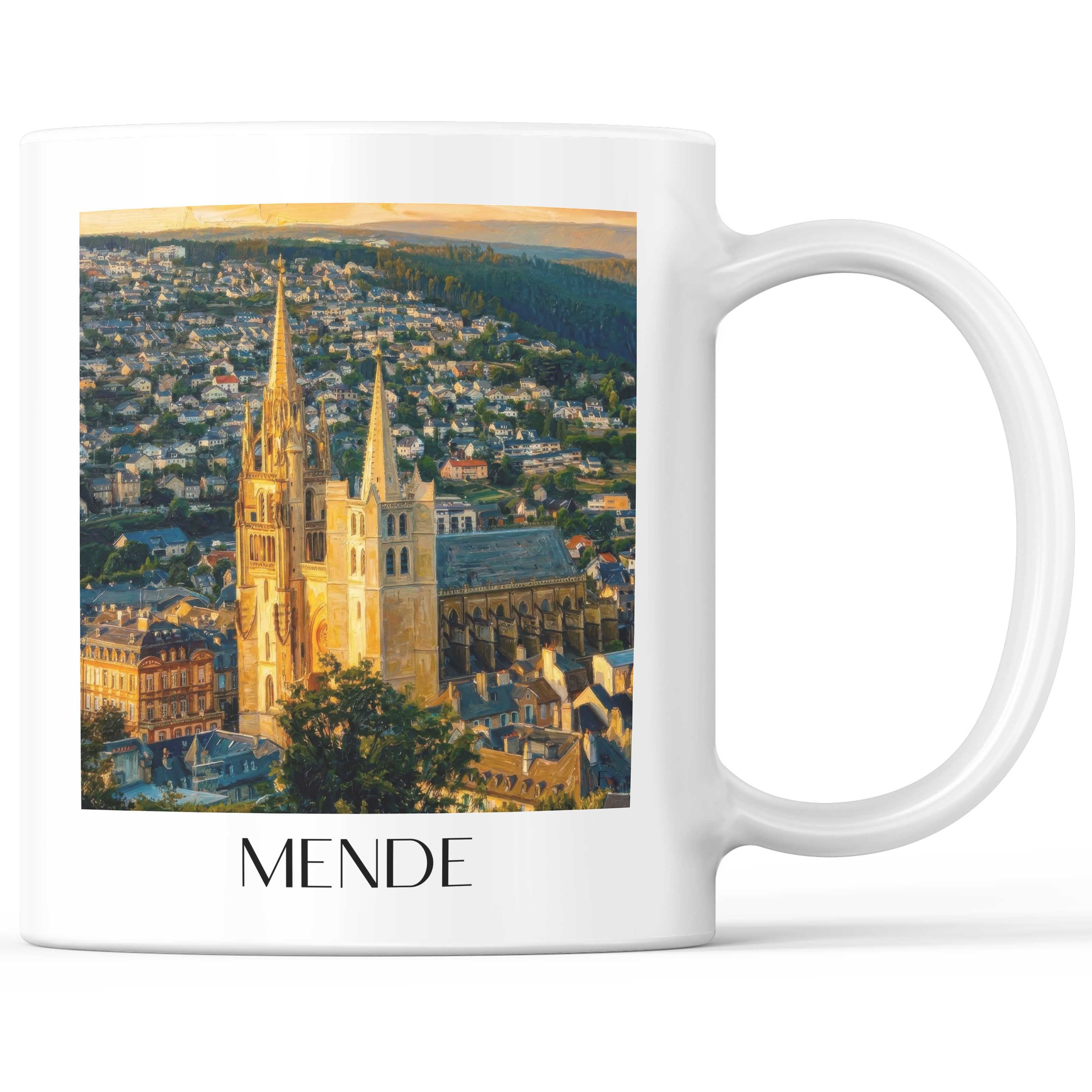 Mende Kaffeebecher - Okzitanien - Frankreich Becher - Kaffeetasse im Ölgemälde Stil