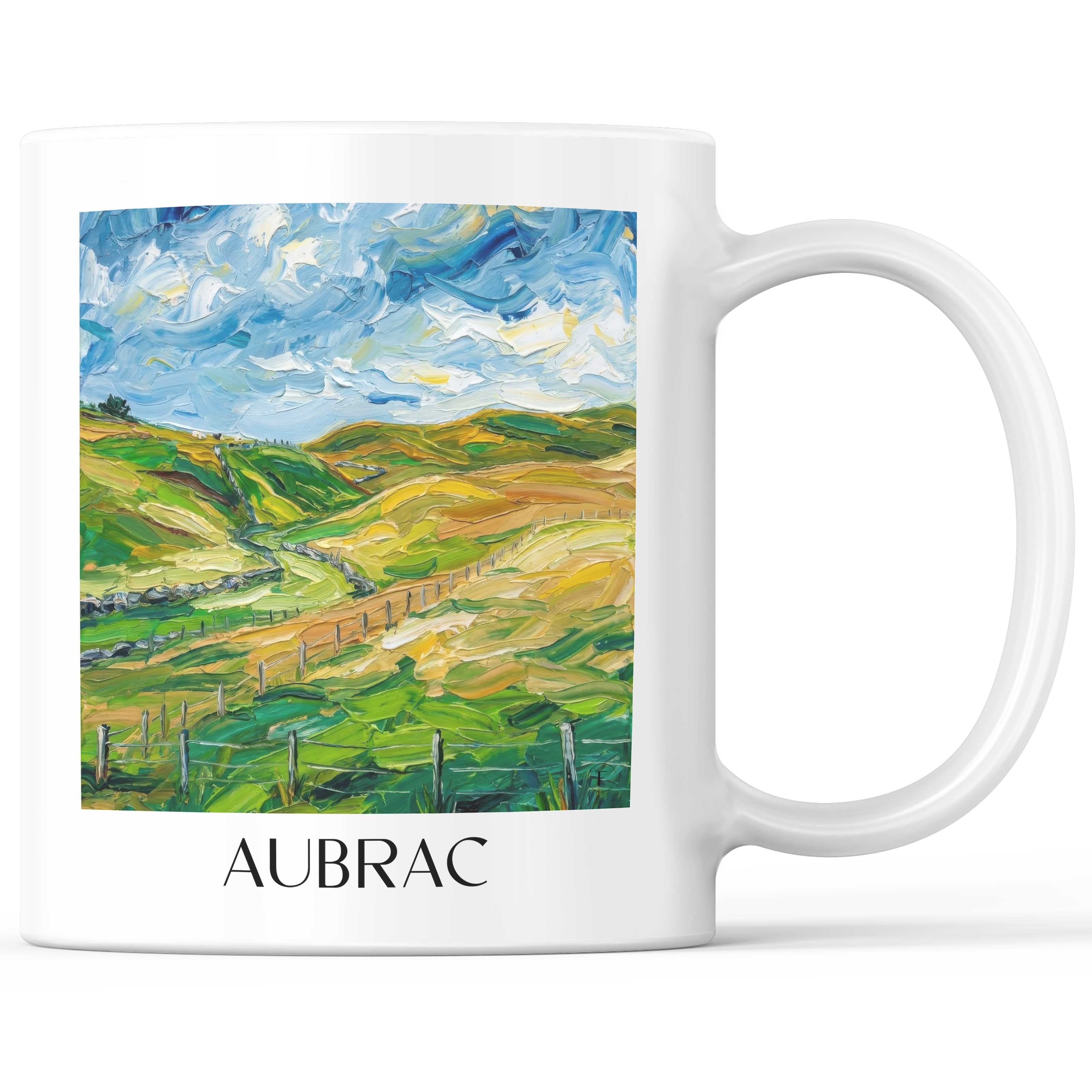 Aubrac Kaffeebecher - Okzitanien - Frankreich Becher - Kaffeetasse im Ölgemälde Stil