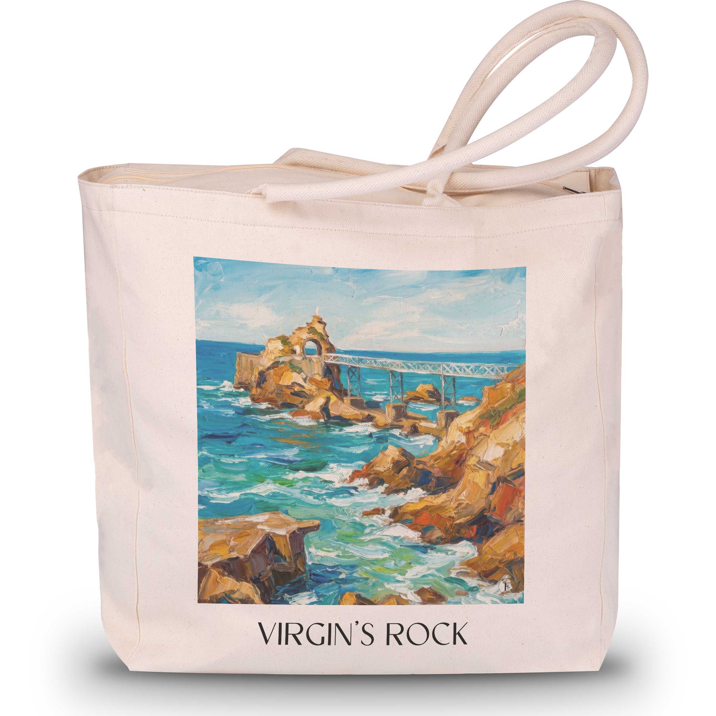 Rocher de la Vierge Shopping Tasche - Biarritz - Frankreich Tote Bag - Einkaufstasche im Ölgemälde Stil