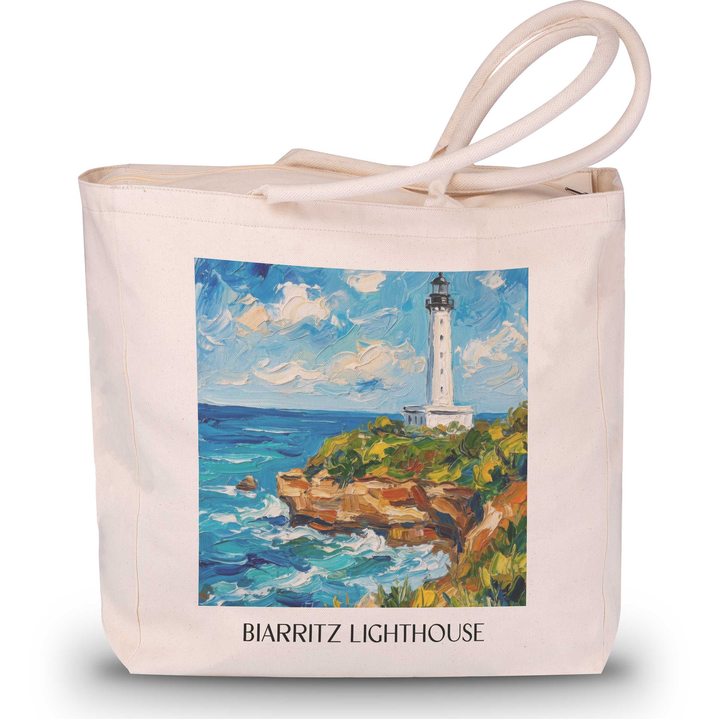 Phare de Biarritz Shopping Tasche - Pays Basque - Frankreich Tote Bag - Einkaufstasche im Ölgemälde Stil