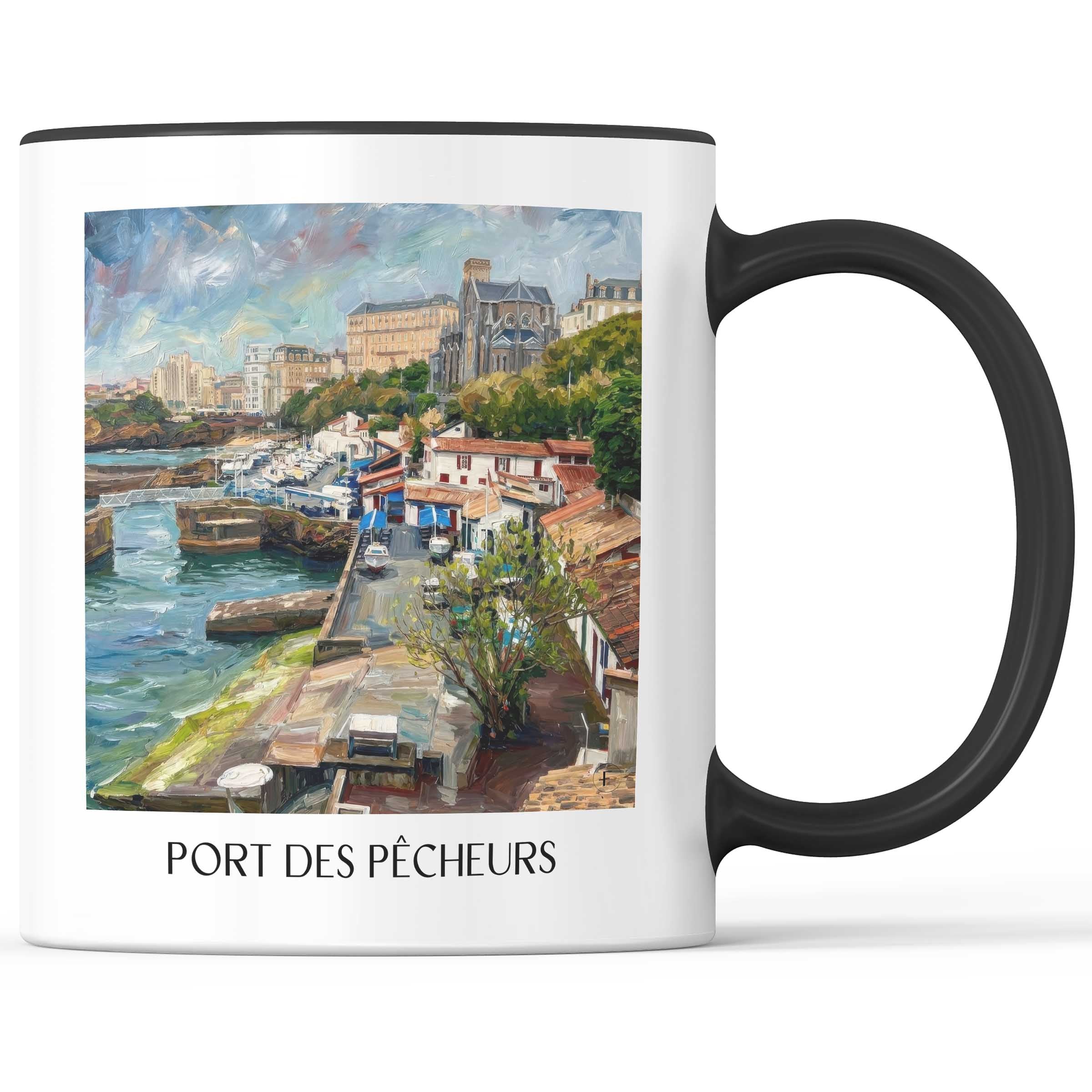 port-des-pêcheurs-biarritz-frankreich-kaffeebecher-oil-painting-oelgemaelde