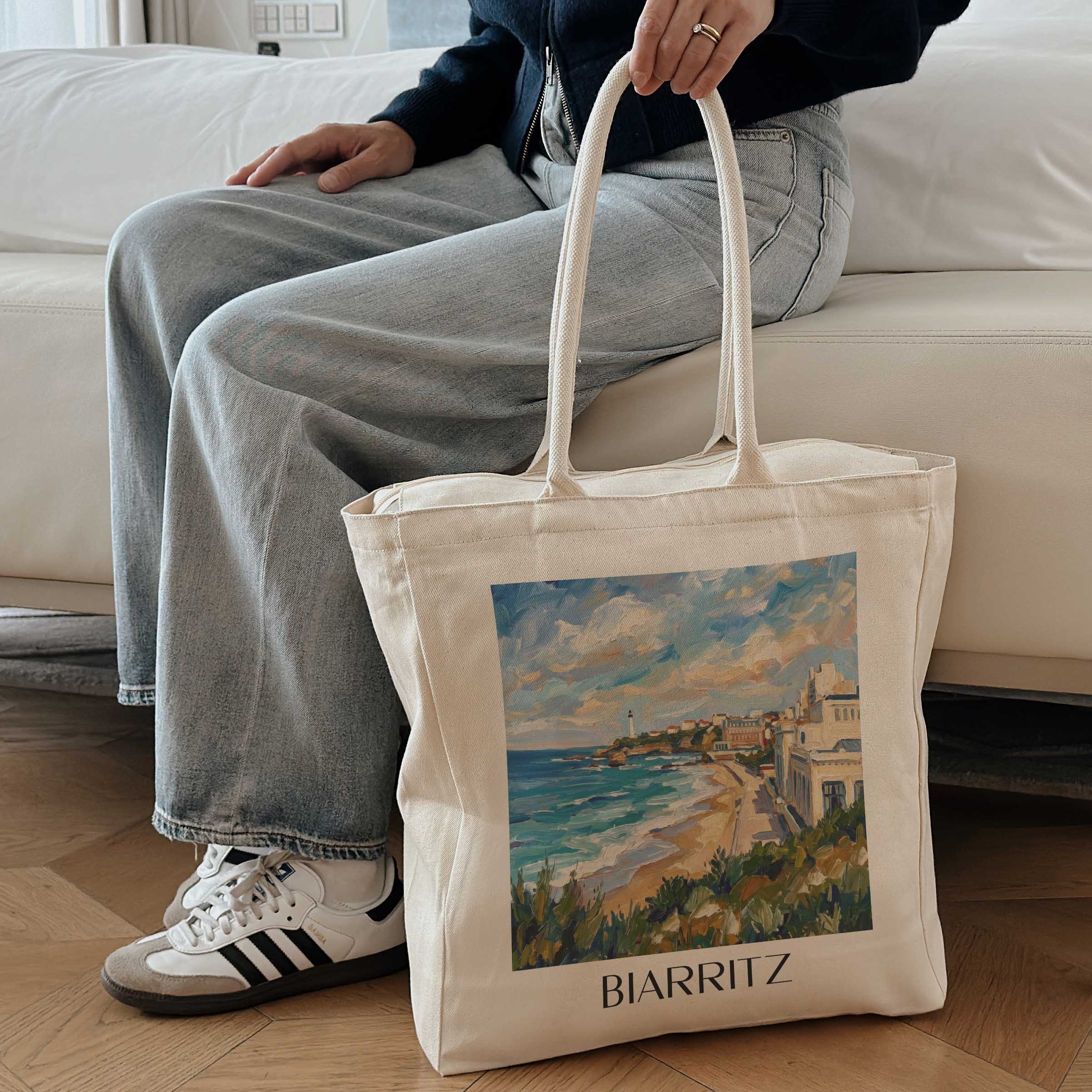 biarritz-pays-basque-frankreich-einkaufstasche-oil-painting-oelgemaelde