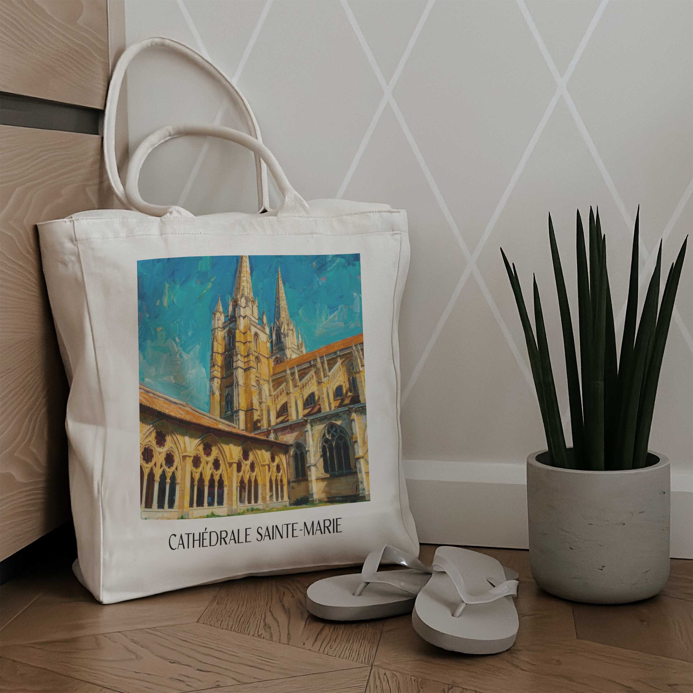 cathédrale-sainte-marie-bayonne-frankreich-einkaufstasche-oil-painting-oelgemaelde