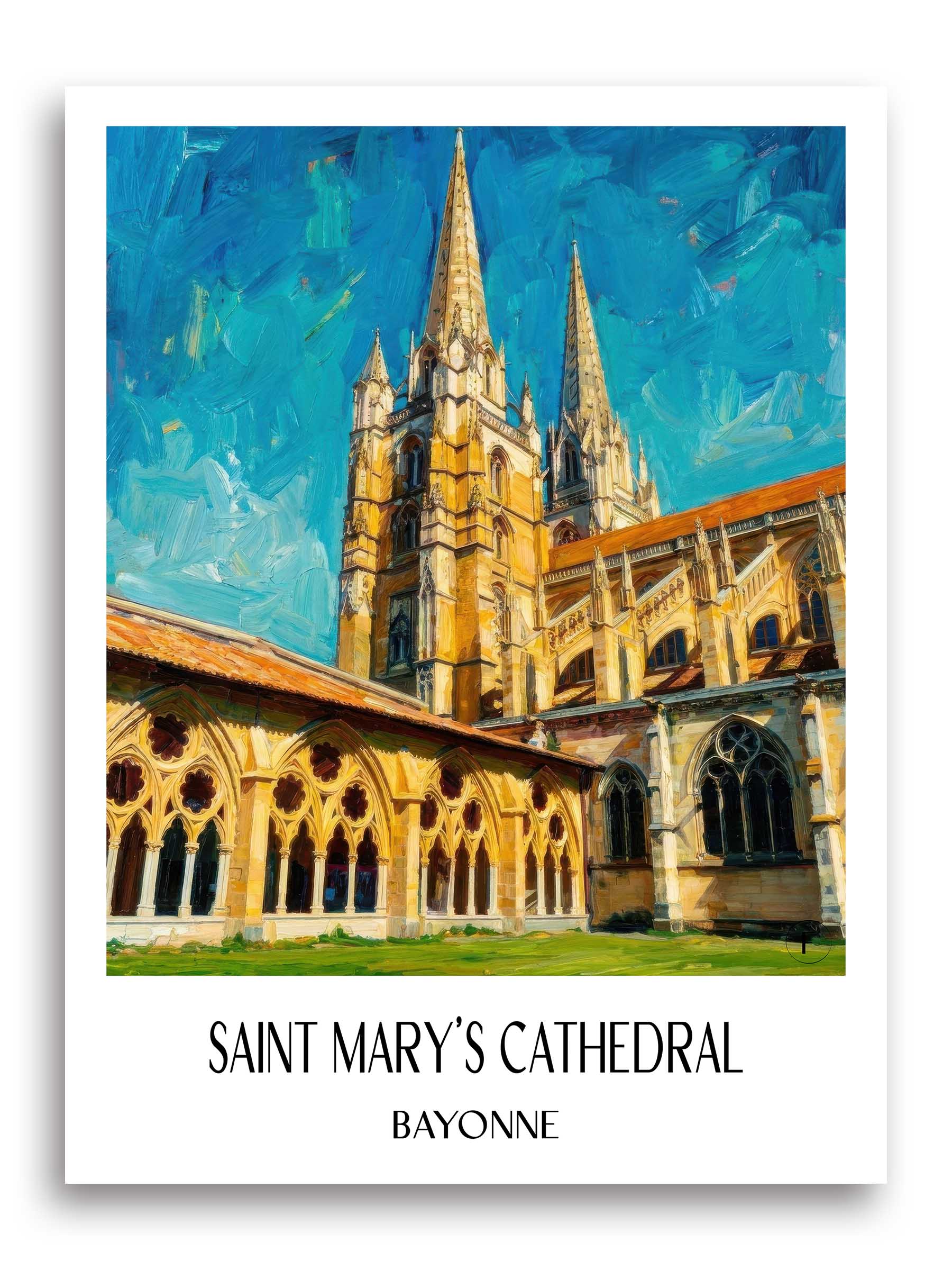 Cathédrale Sainte-Marie Poster - Bayonne - Frankreich Kunstdruck - Ölgemälde von A4 bis A1