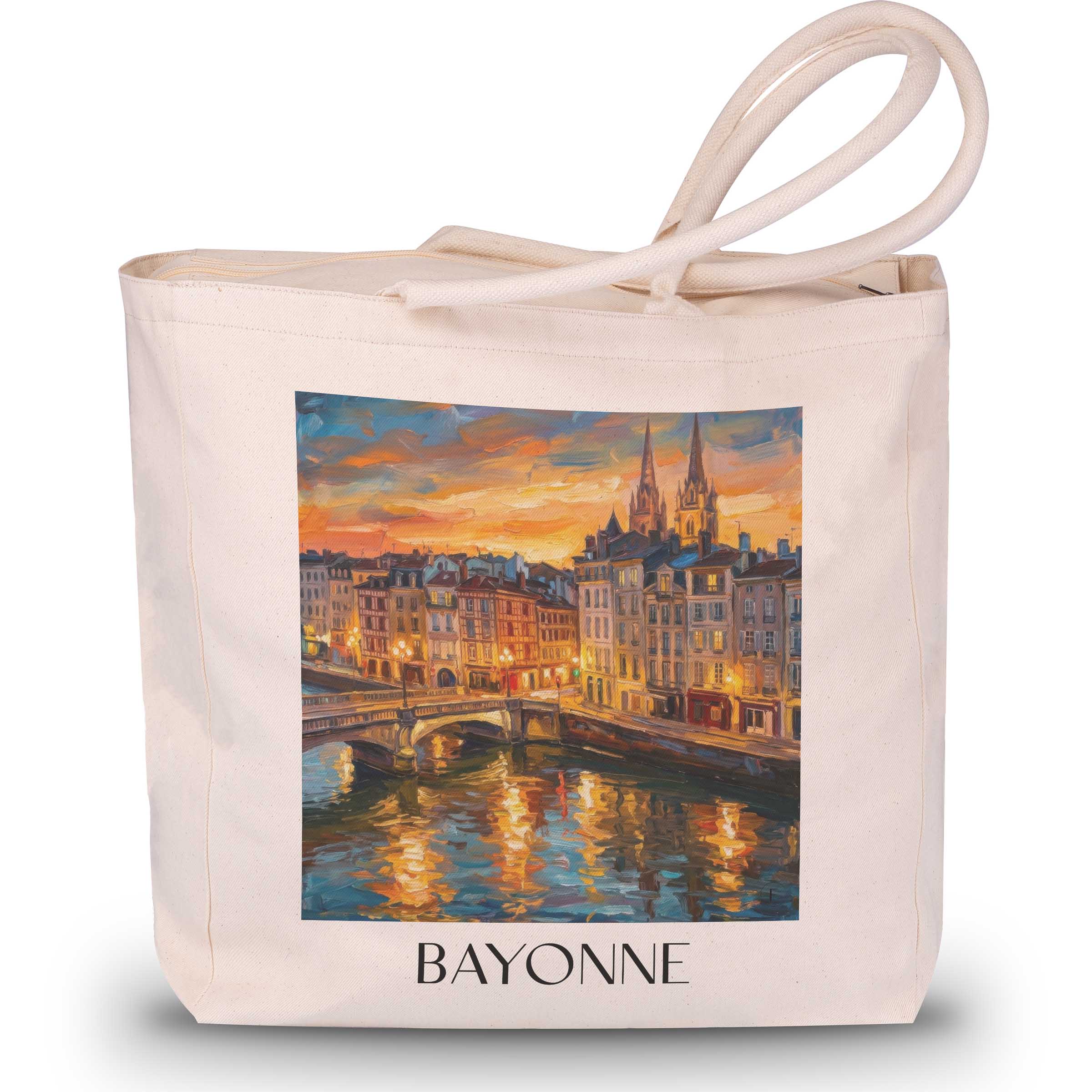 Bayonne Shopping Tasche - Pays Basque - Frankreich Tote Bag - Einkaufstasche im Ölgemälde Stil