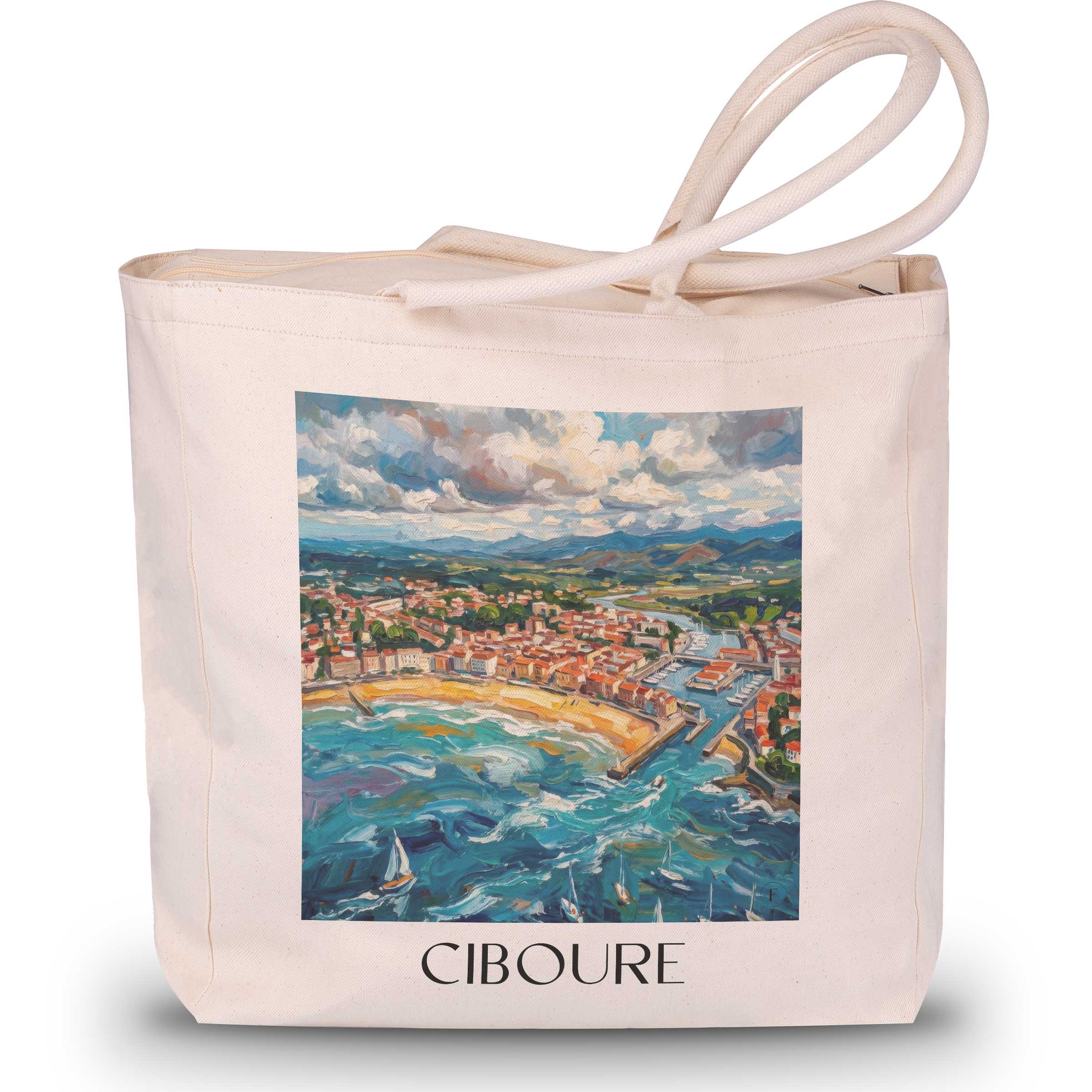 Ciboure Shopping Tasche - Pays Basque - Frankreich Tote Bag - Einkaufstasche im Ölgemälde Stil