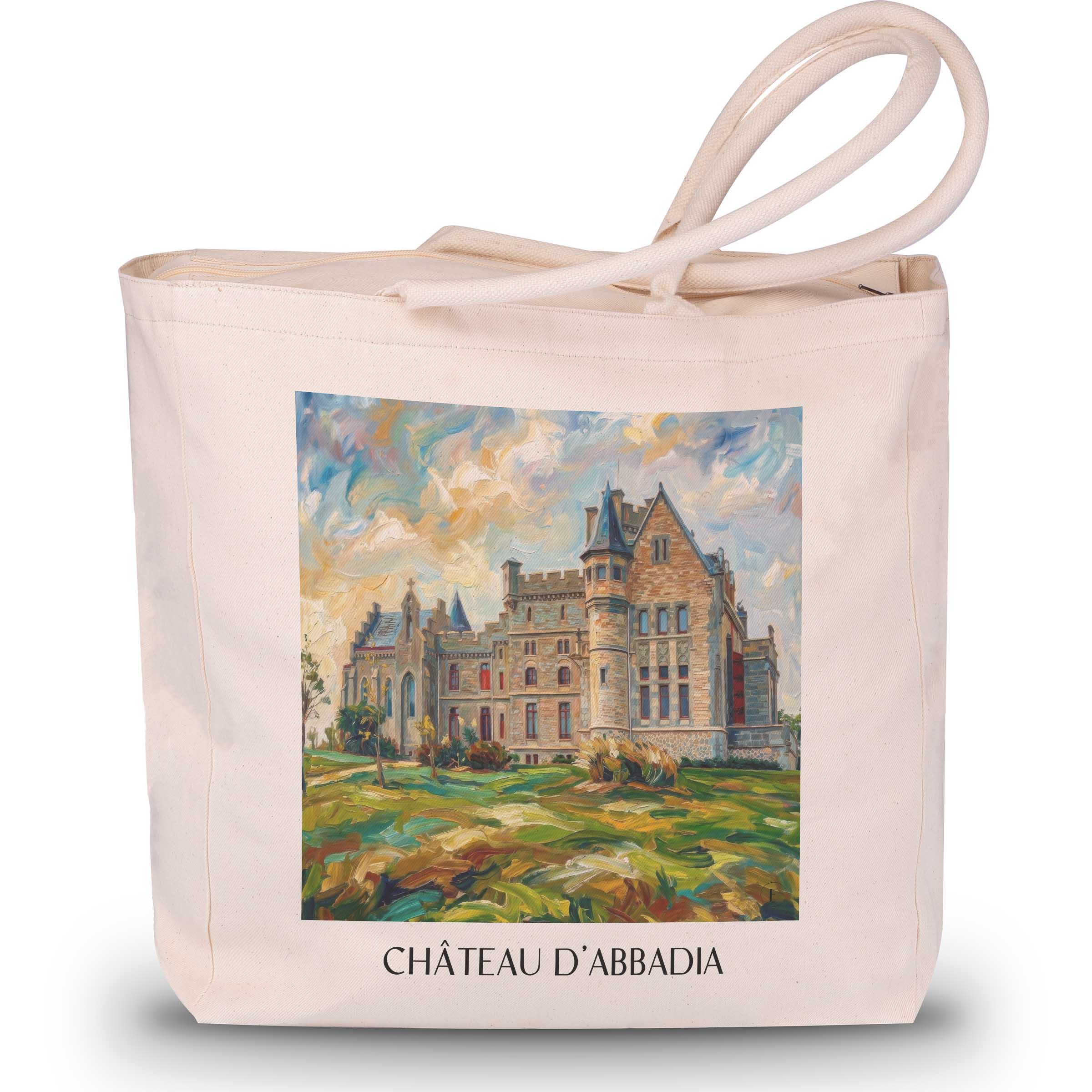 château-d'abbadia-hendaye-frankreich-einkaufstasche-oil-painting-oelgemaelde