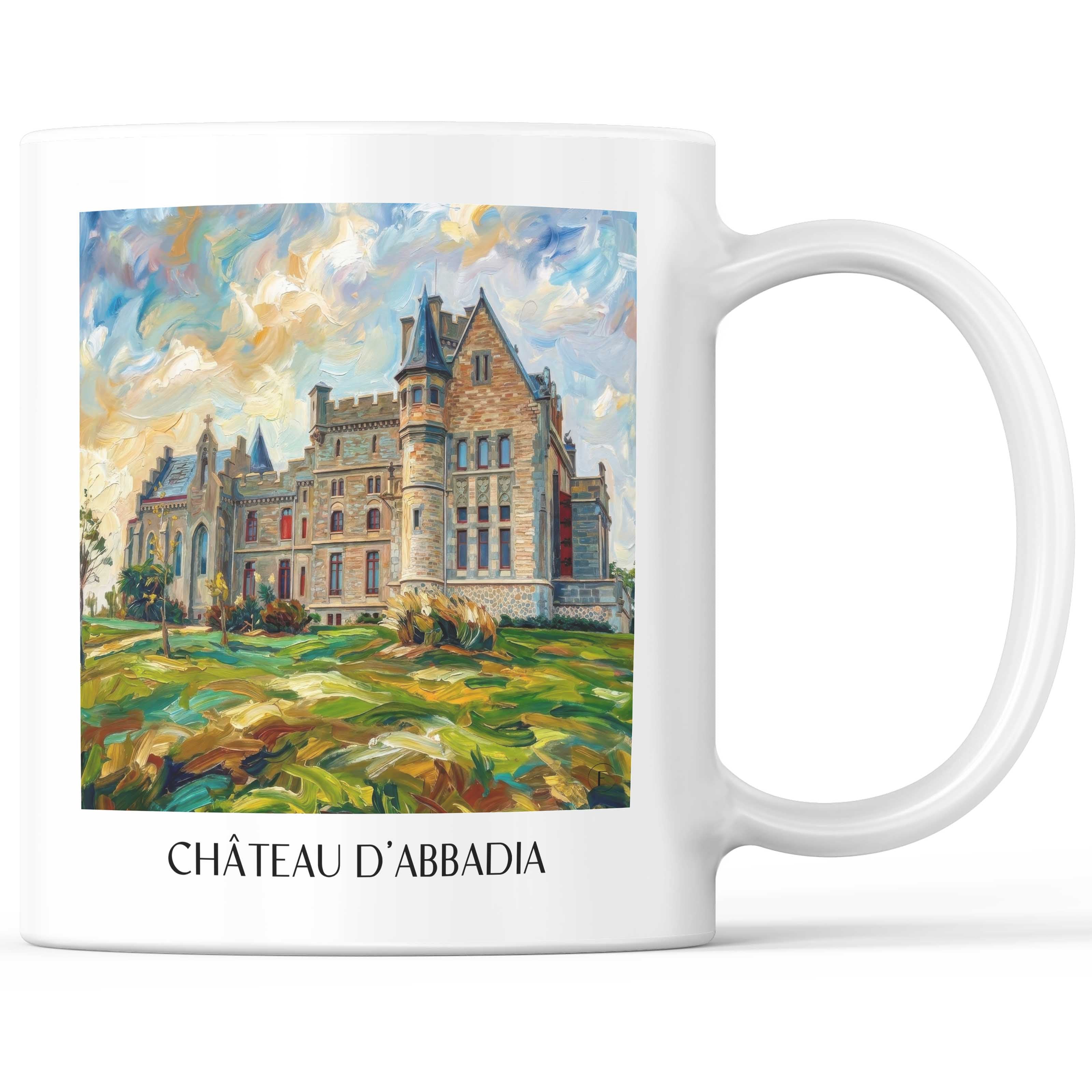 Château d'Abbadia Kaffeebecher - Hendaye - Frankreich Becher - Kaffeetasse im Ölgemälde Stil