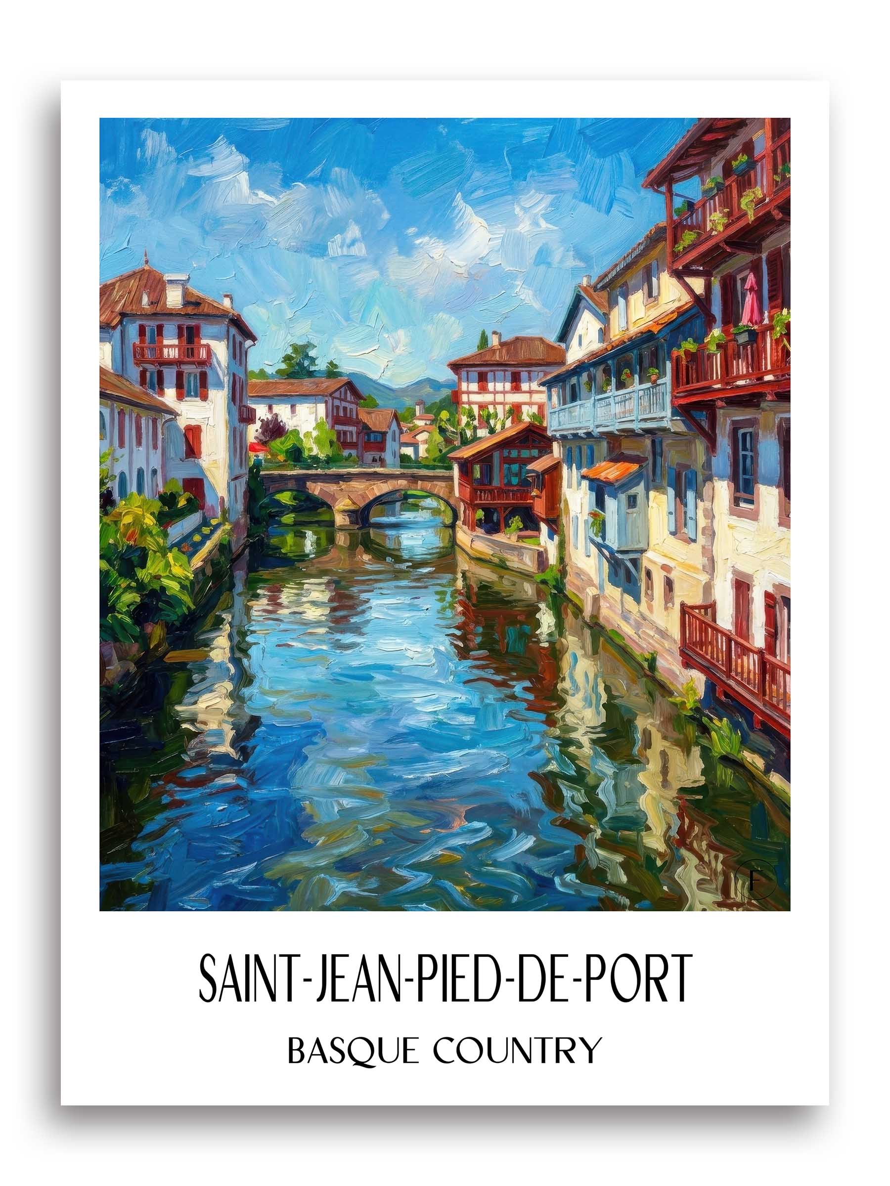 Saint-Jean-Pied-de-Port Poster - Pays Basque - Frankreich Kunstdruck - Ölgemälde von A4 bis A1