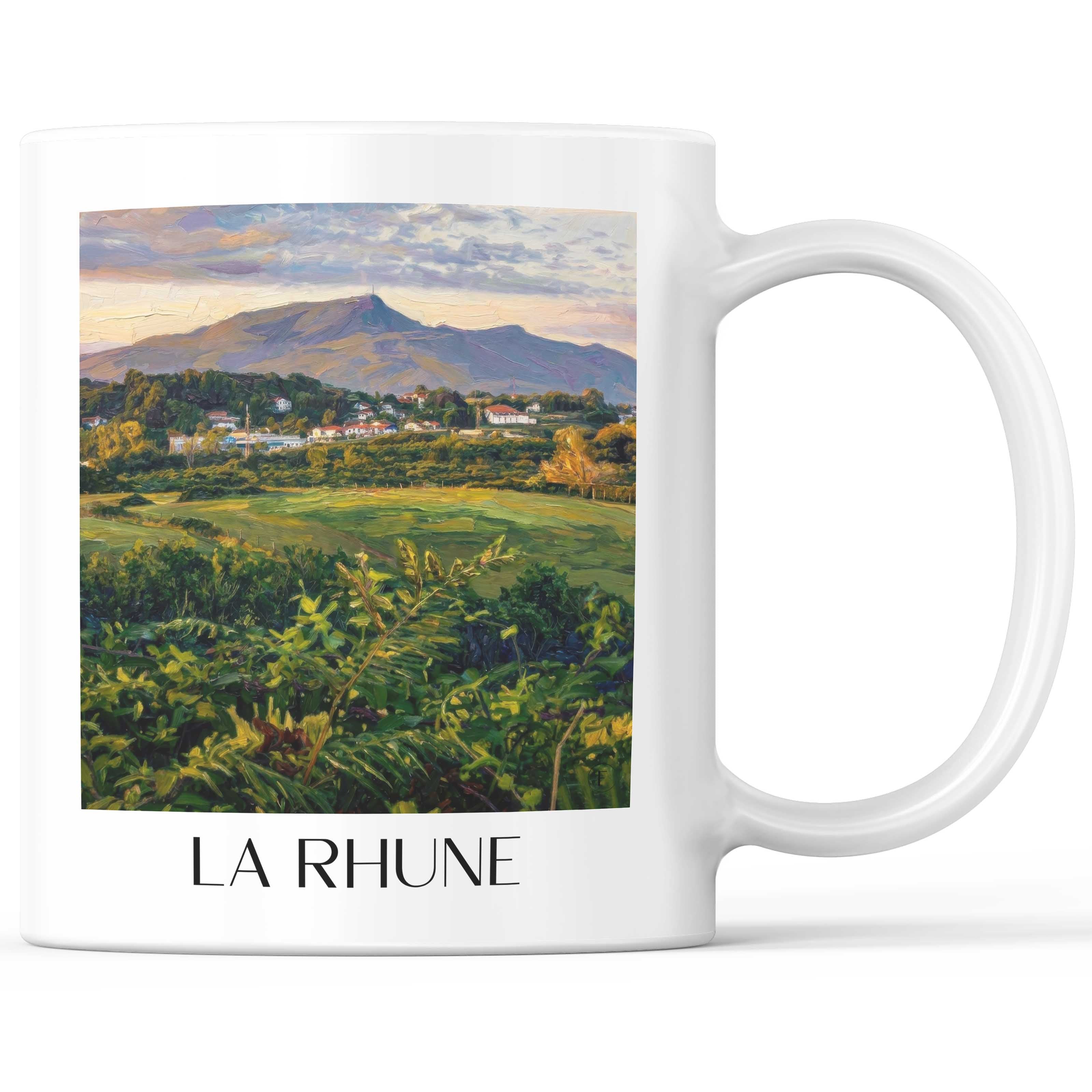 La Rhune Kaffeebecher - Pays Basque - Frankreich Becher - Kaffeetasse im Ölgemälde Stil
