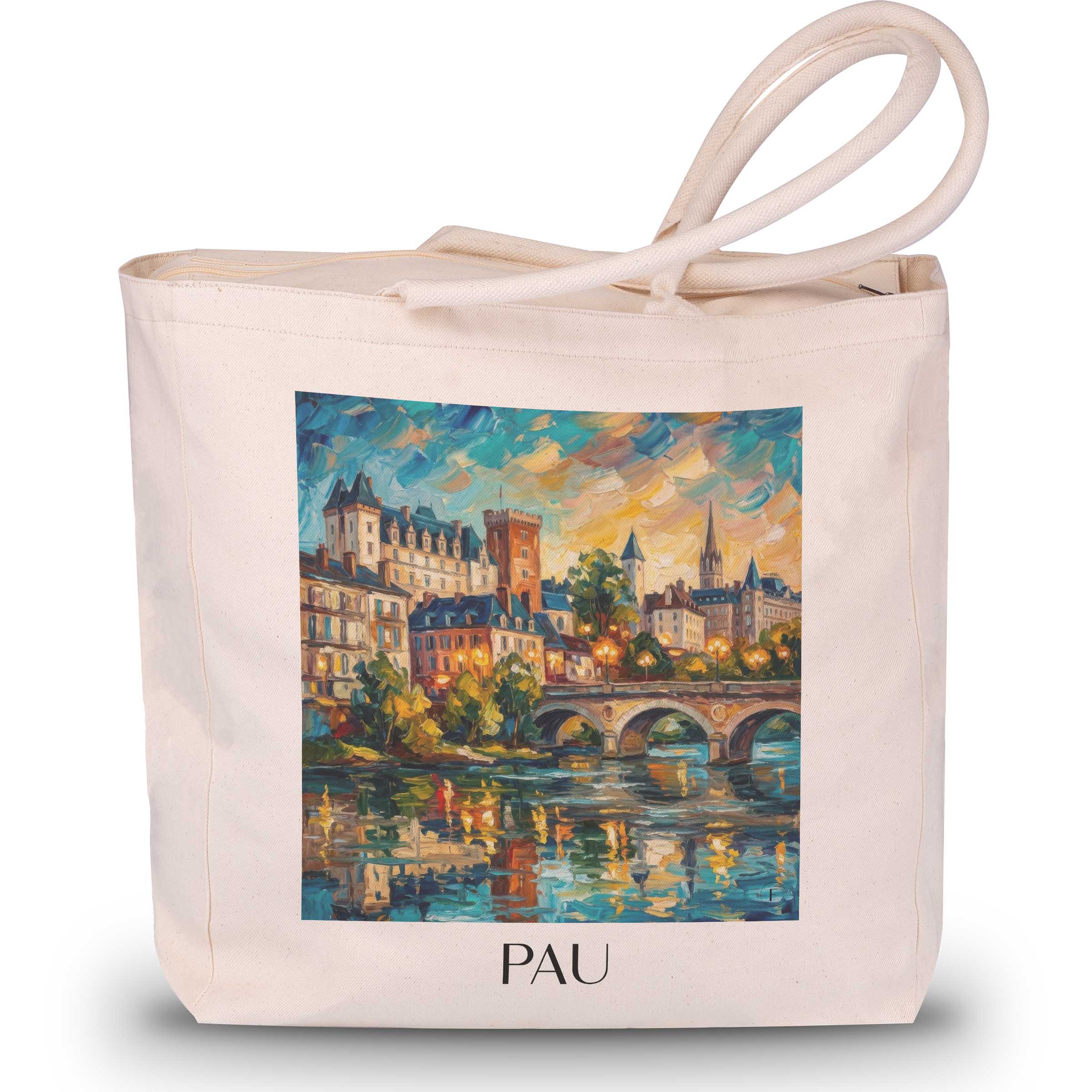 Pau Shopping Tasche - Béarn - Frankreich Tote Bag - Einkaufstasche im Ölgemälde Stil