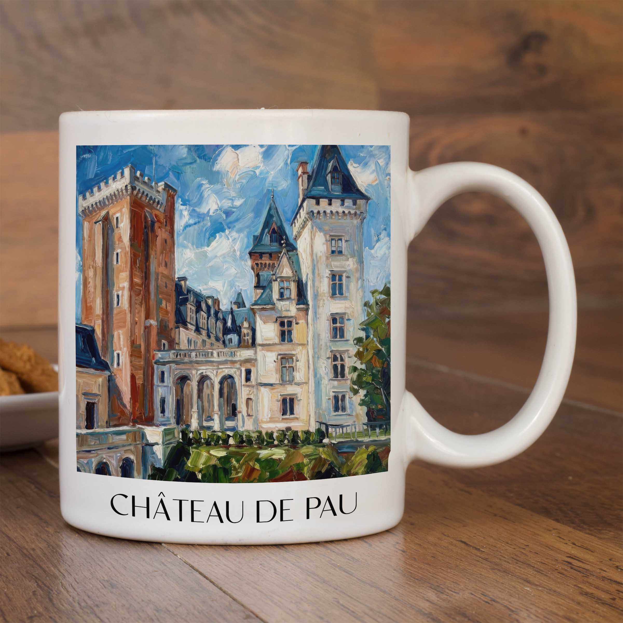 château-de-pau-béarn-frankreich-kaffeebecher-oil-painting-oelgemaelde