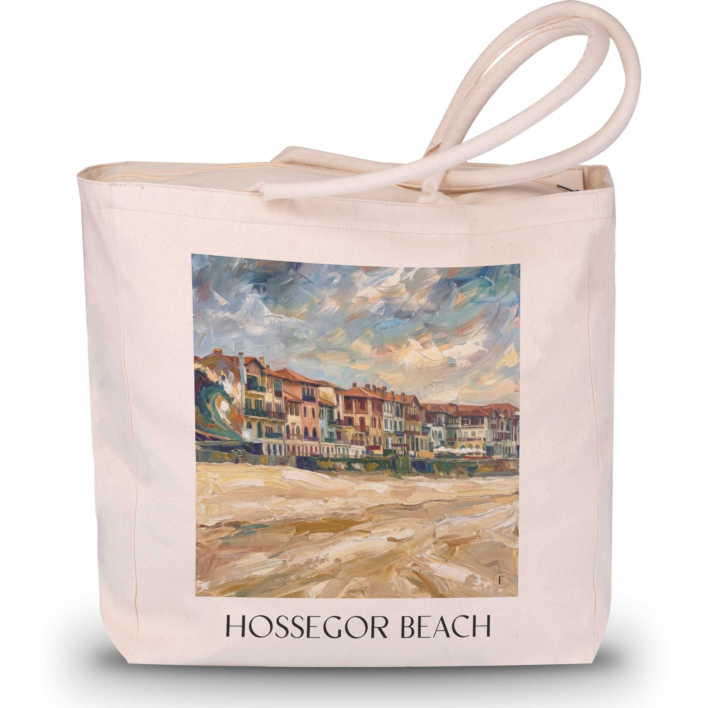 Plage d'Hossegor Shopping Tasche - Côte Landaise - Frankreich Tote Bag - Einkaufstasche im Ölgemälde Stil