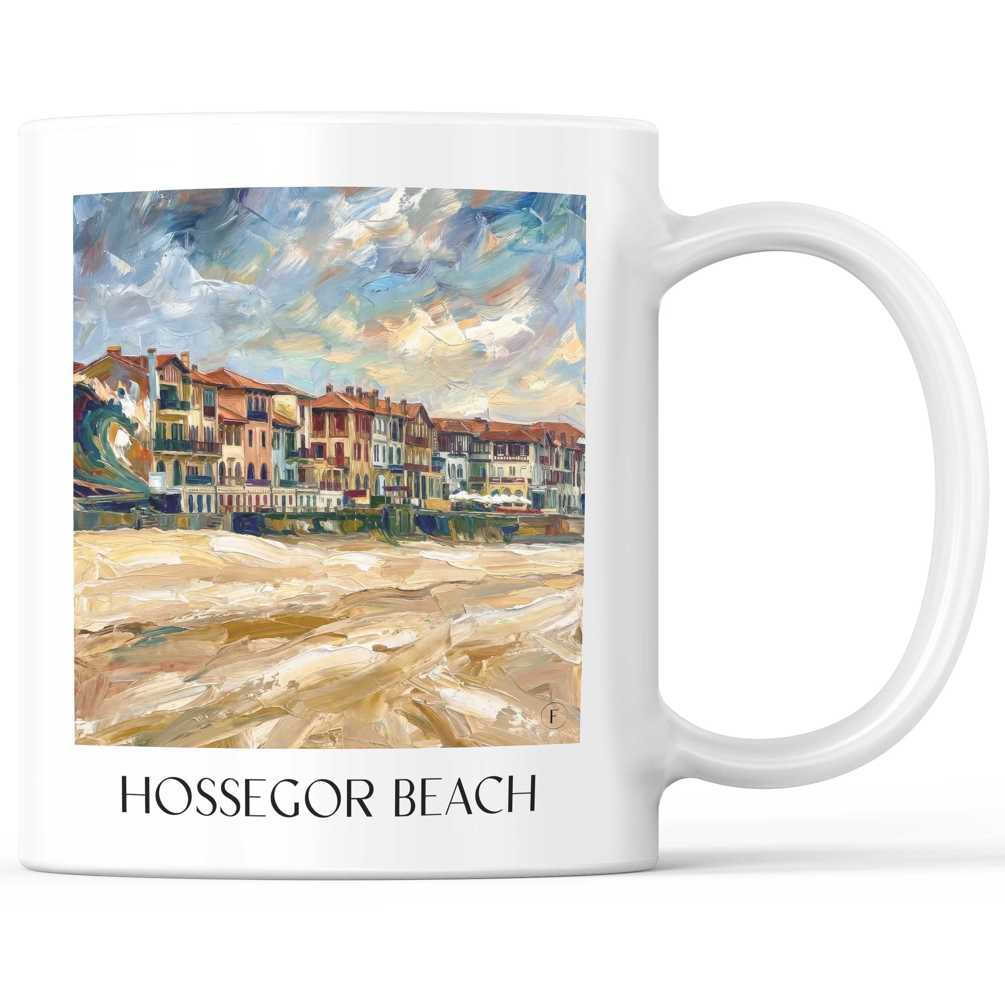 Plage d'Hossegor Kaffeebecher - Côte Landaise - Frankreich Becher - Kaffeetasse im Ölgemälde Stil