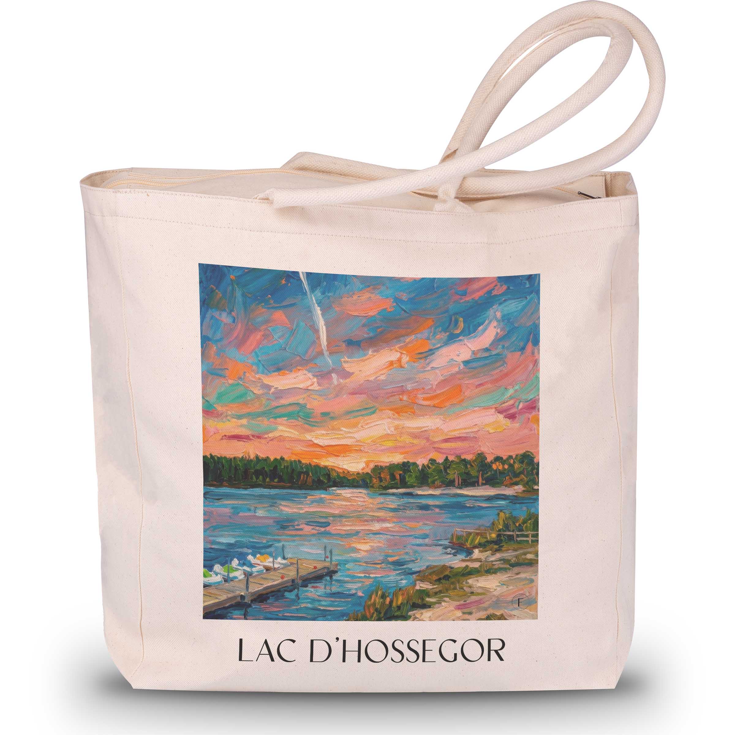 lac-d'hossegor-côte-landaise-frankreich-einkaufstasche-oil-painting-oelgemaelde