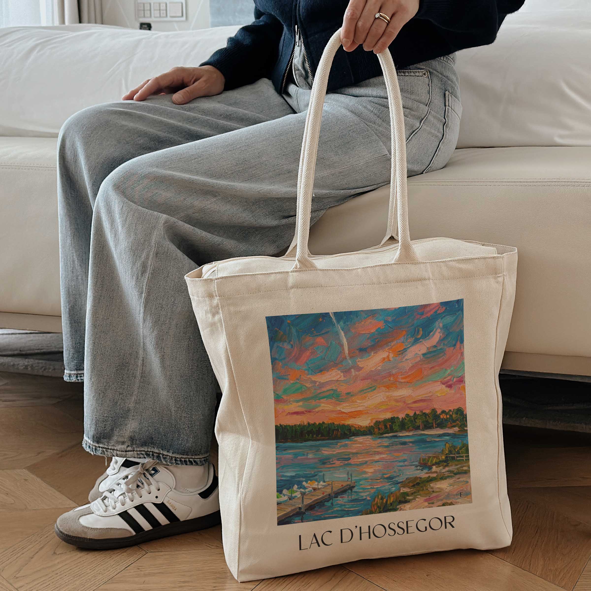 lac-d'hossegor-côte-landaise-frankreich-einkaufstasche-oil-painting-oelgemaelde