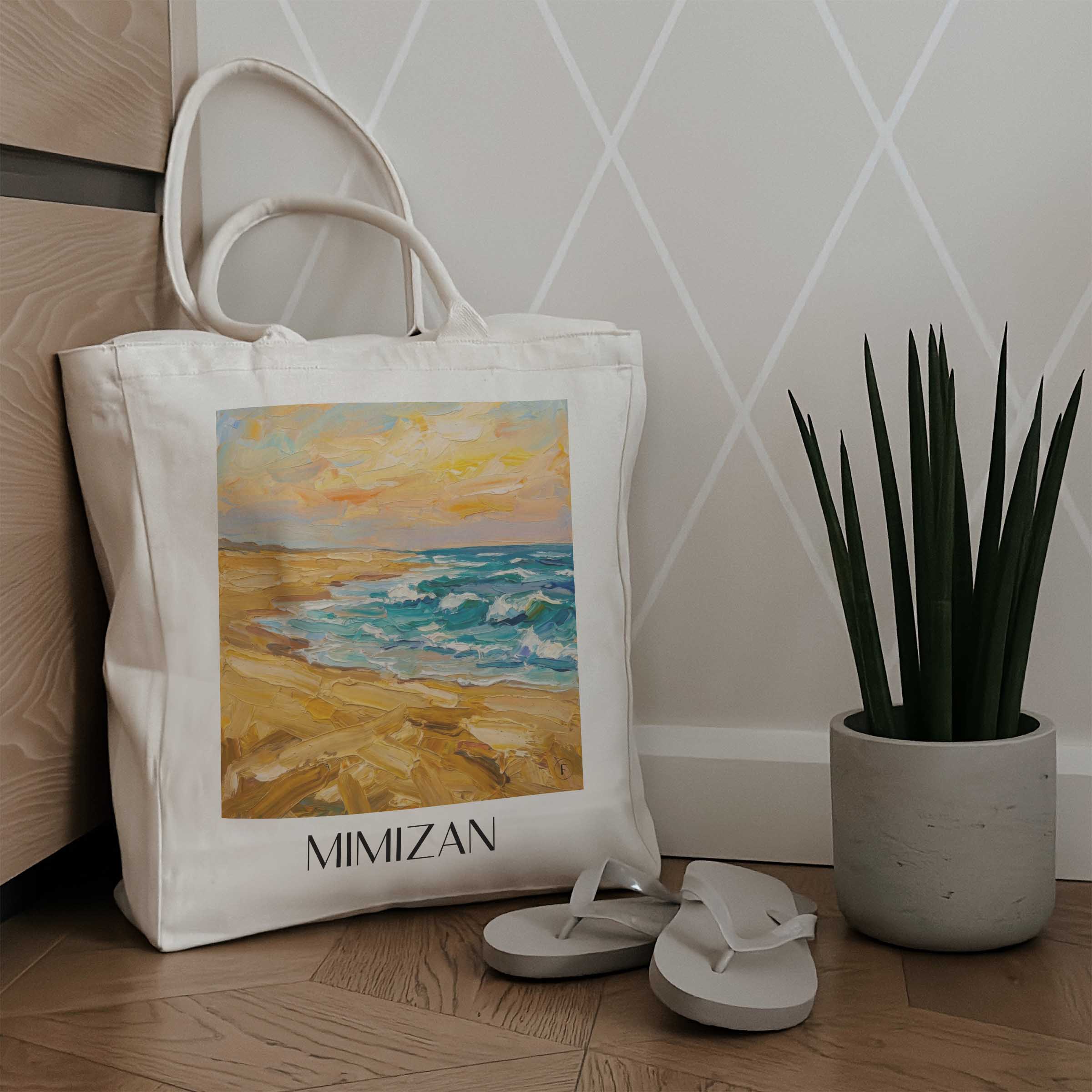 mimizan-côte-landaise-frankreich-einkaufstasche-oil-painting-oelgemaelde