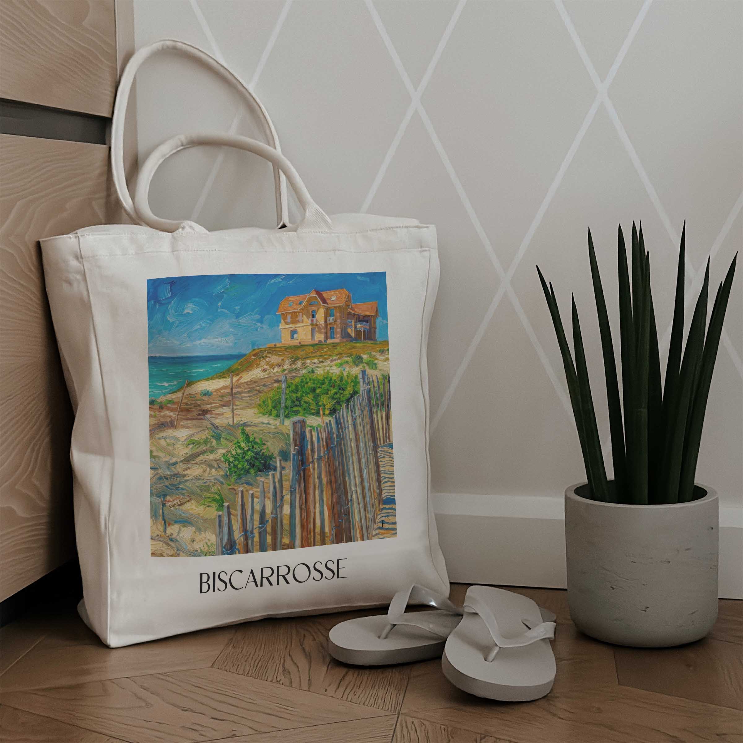 biscarrosse-côte-landaise-frankreich-einkaufstasche-oil-painting-oelgemaelde