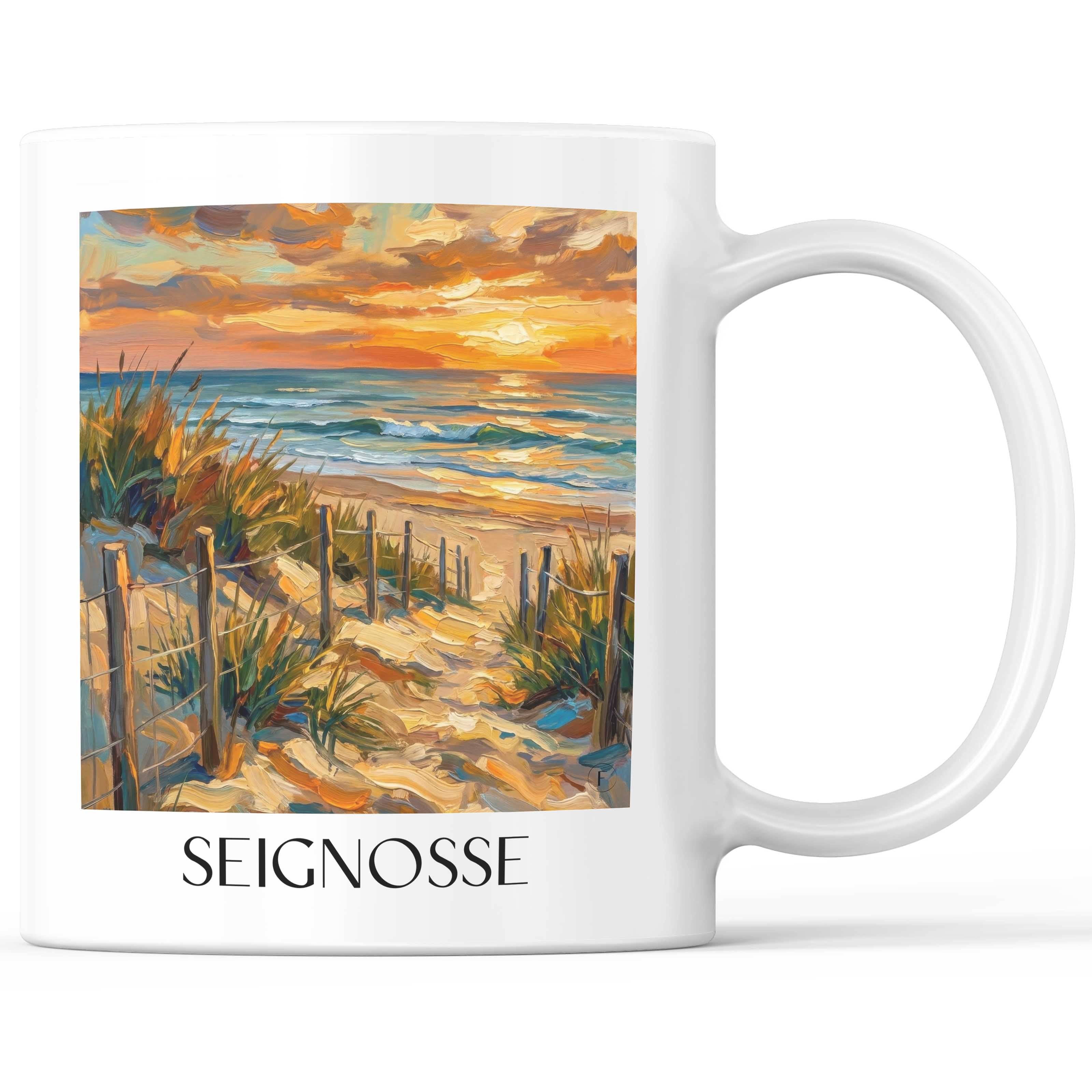 Seignosse Kaffeebecher - Côte Landaise - Frankreich Becher - Kaffeetasse im Ölgemälde Stil