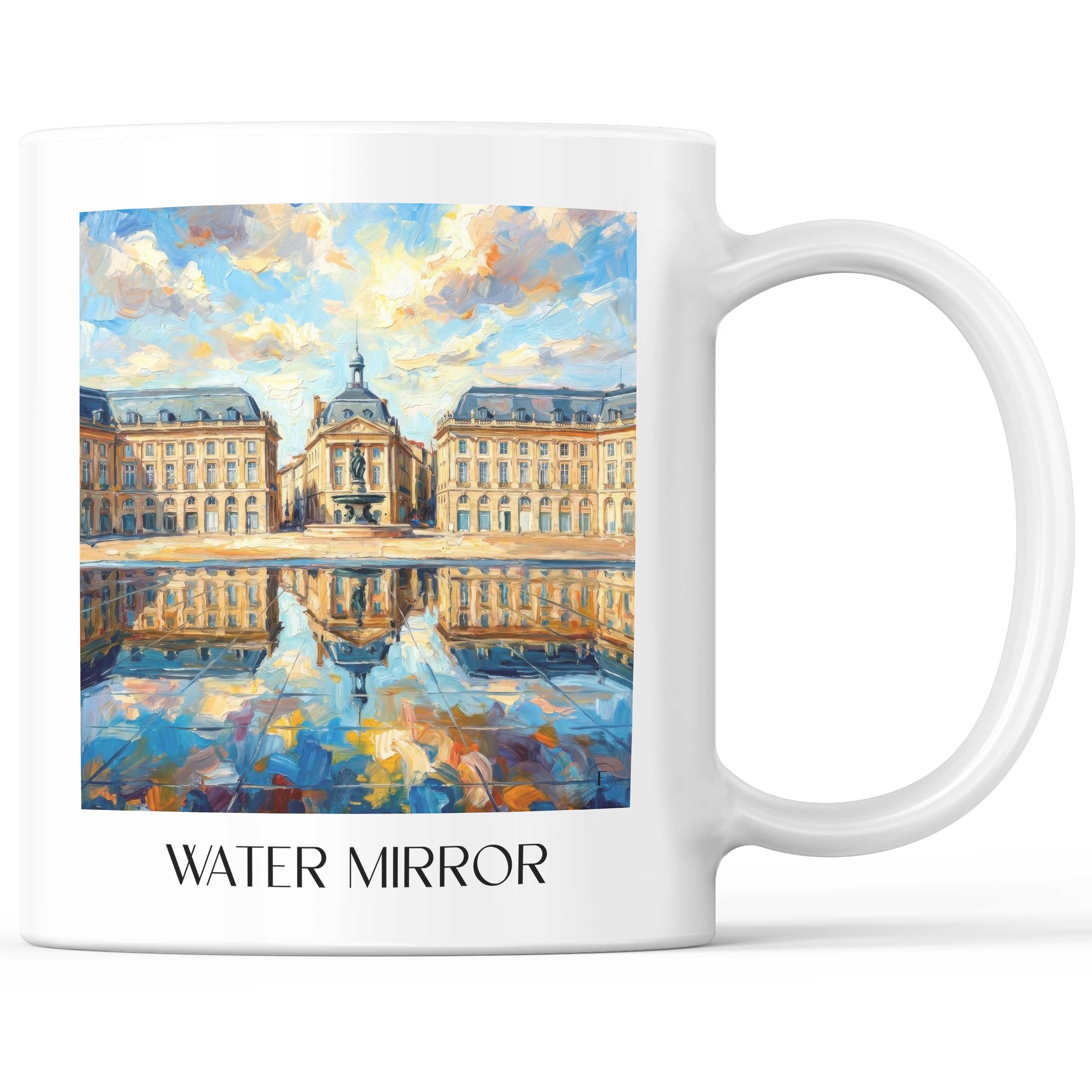 Miroir d'Eau Kaffeebecher - Bordeaux - Frankreich Becher - Kaffeetasse im Ölgemälde Stil