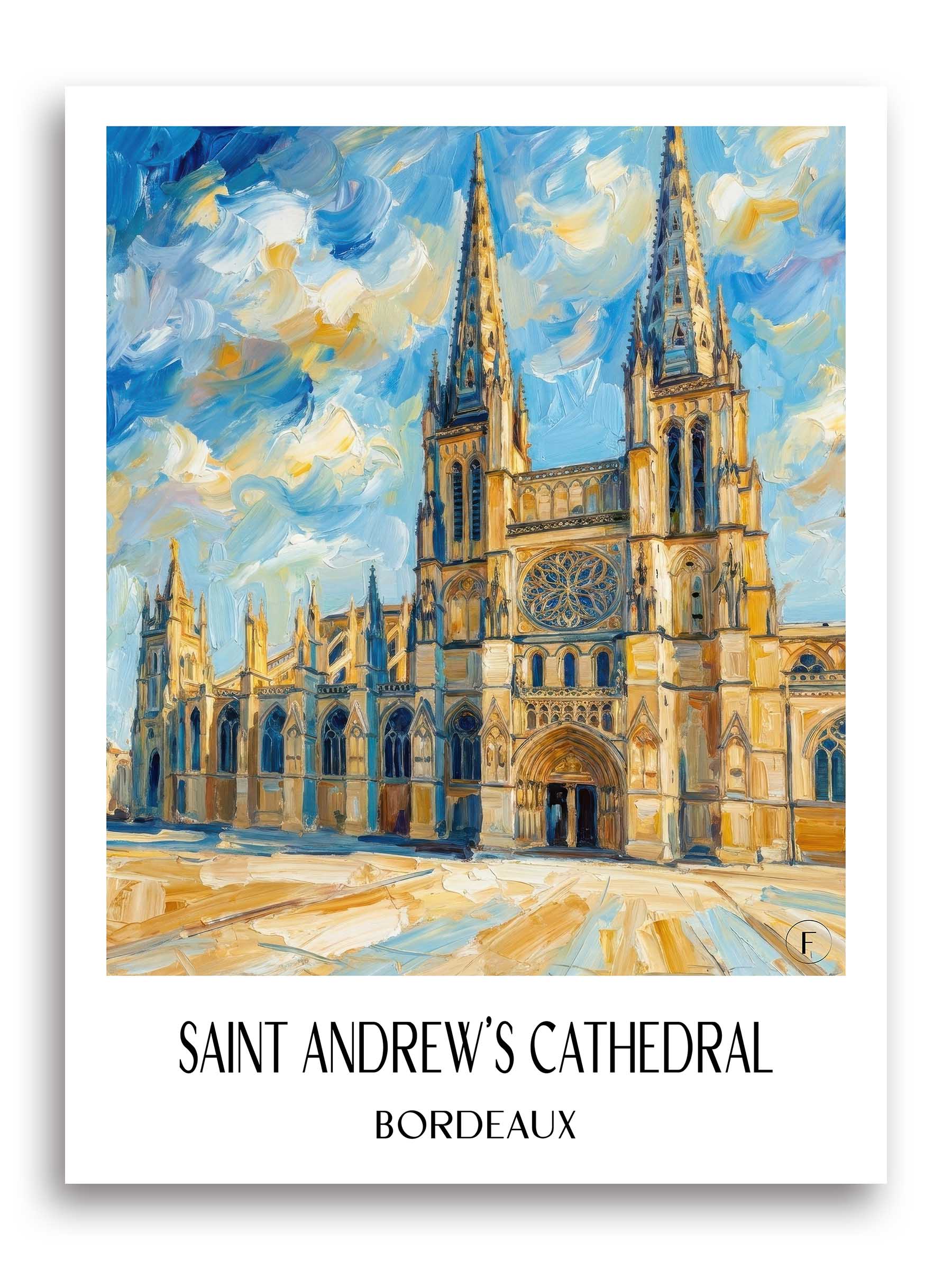 Cathédrale Saint-André Poster - Bordeaux - Frankreich Kunstdruck - Ölgemälde von A4 bis A1