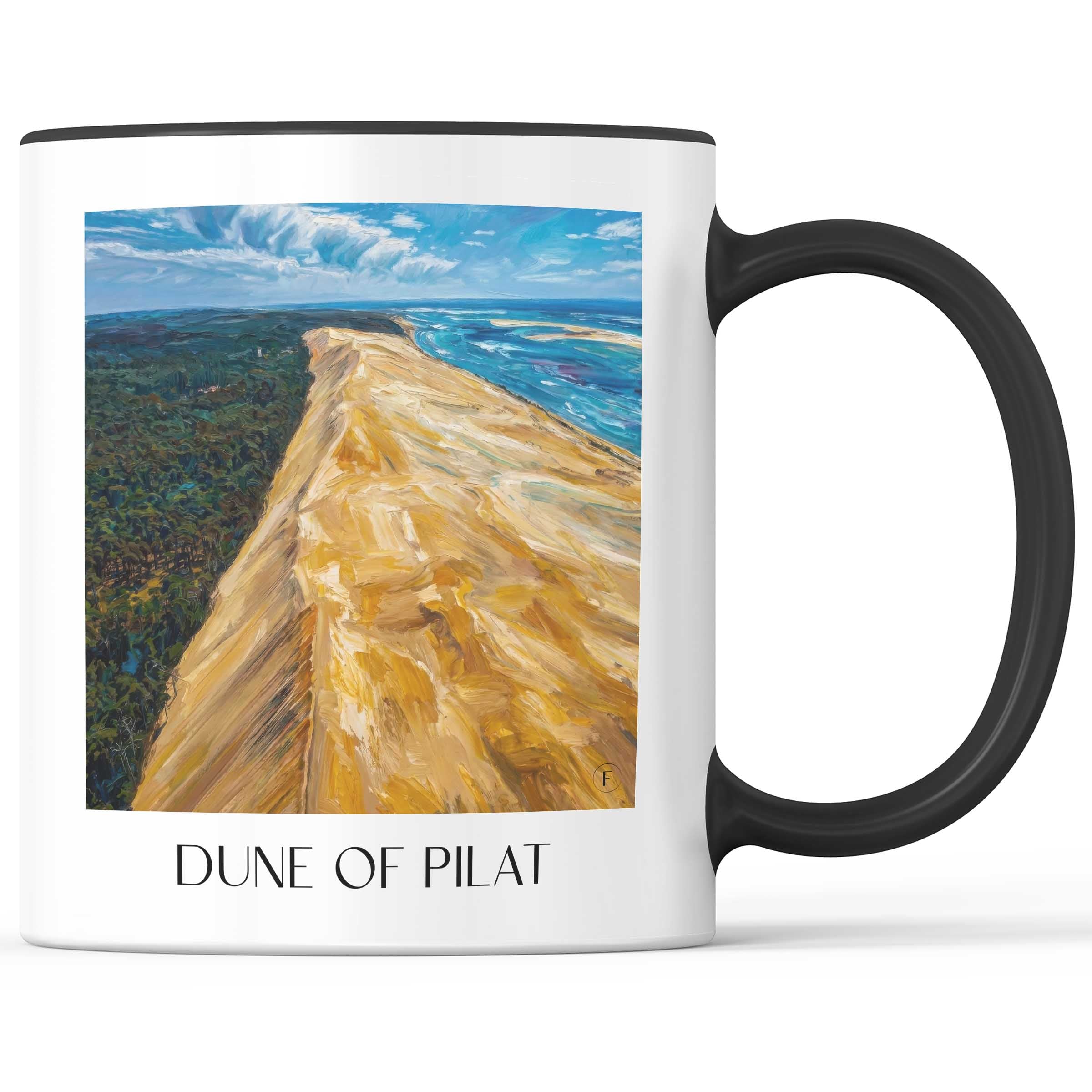 Dune du Pilat Kaffeebecher - Bassin d'Arcachon - Frankreich Becher - Kaffeetasse im Ölgemälde Stil