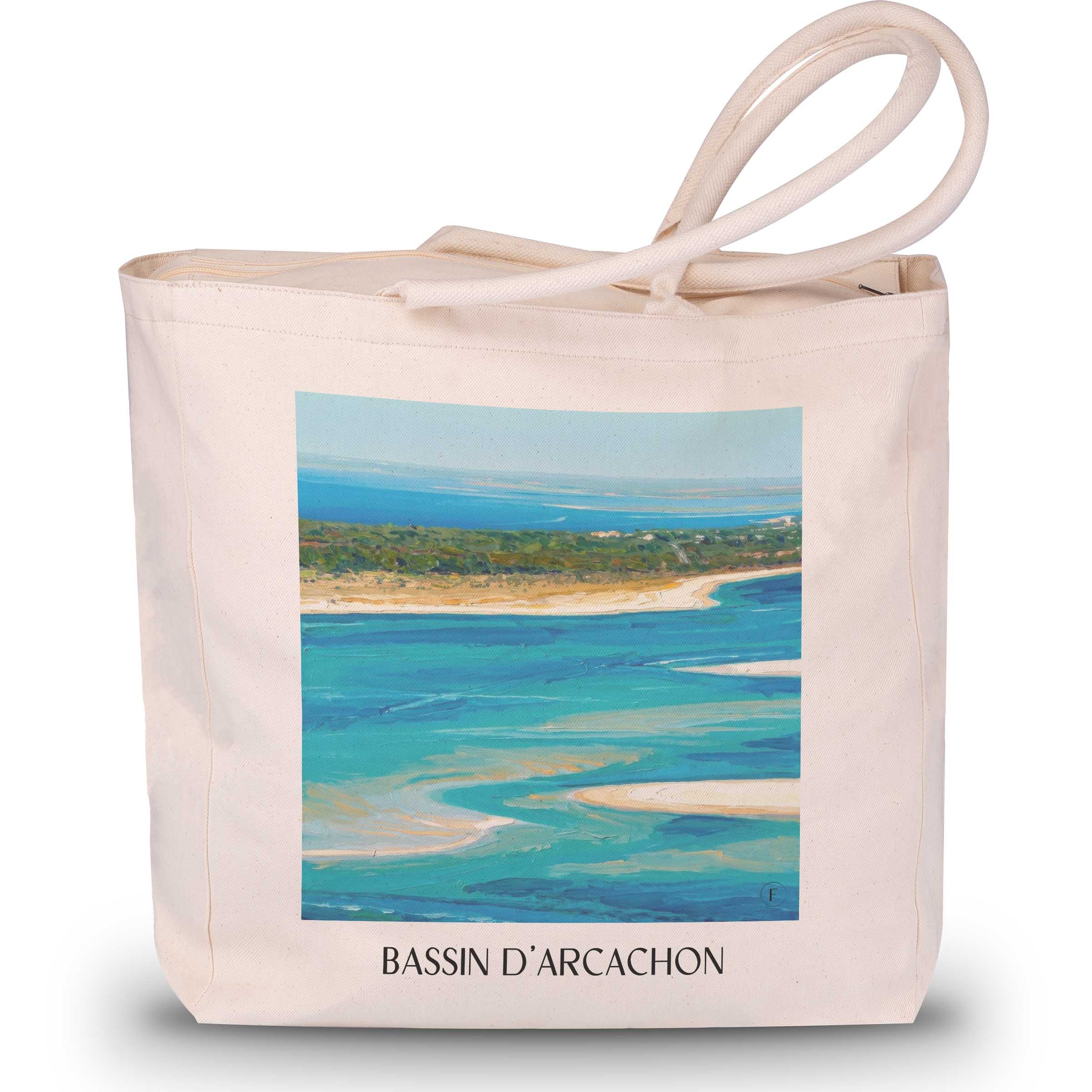 bassin-d'arcachon-gironde-frankreich-einkaufstasche-oil-painting-oelgemaelde