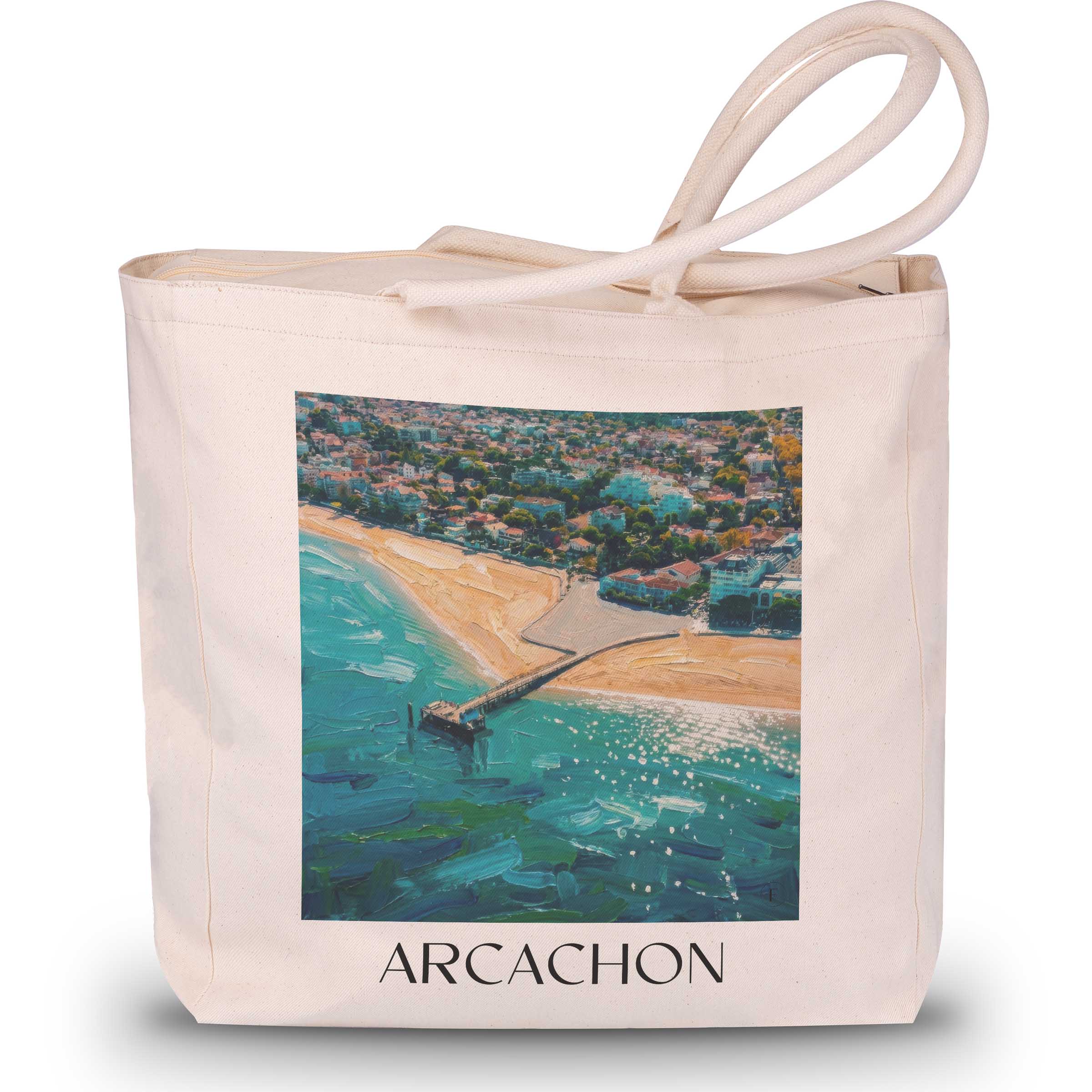 arcachon-gironde-frankreich-einkaufstasche-oil-painting-oelgemaelde