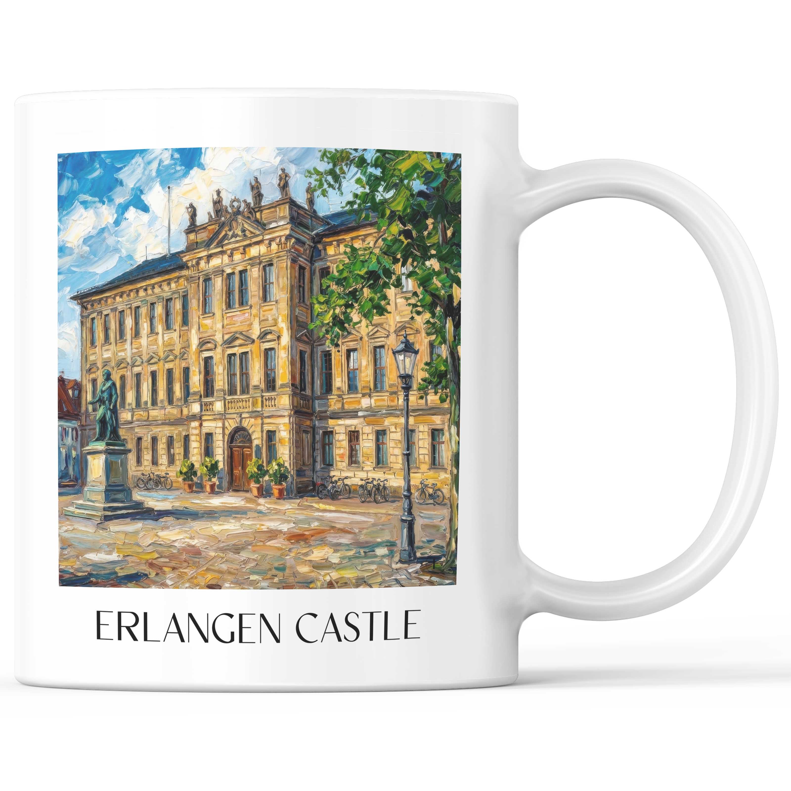 Schloss Erlangen Kaffeebecher - Bayern - Deutschland Becher - Kaffeetasse im Ölgemälde Stil