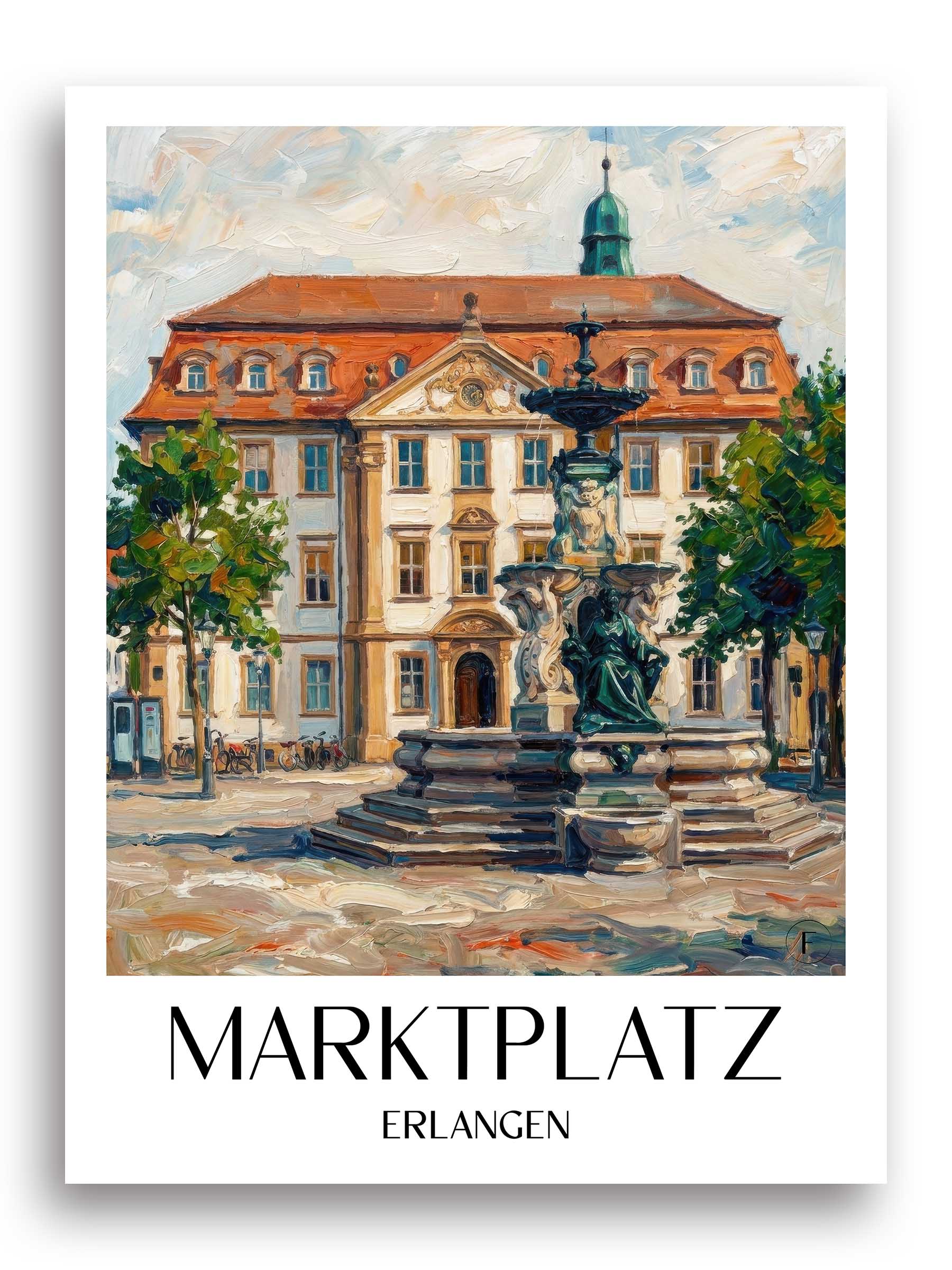 marktplatz-erlangen-deutschland-poster-oil-painting-oelgemaelde