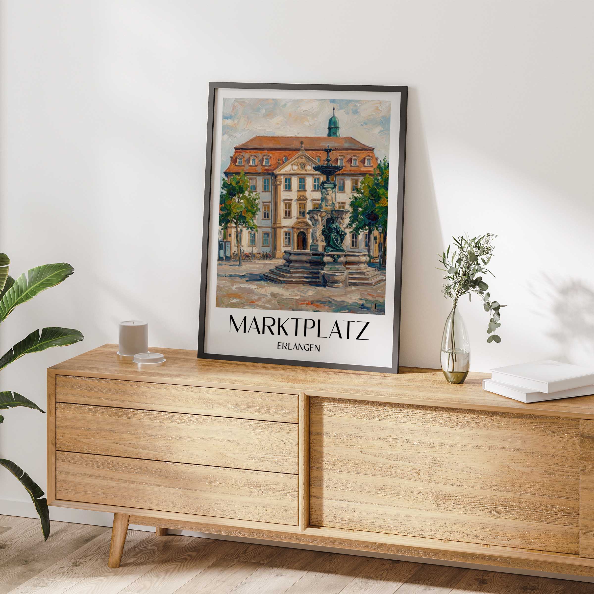 marktplatz-erlangen-deutschland-poster-oil-painting-oelgemaelde