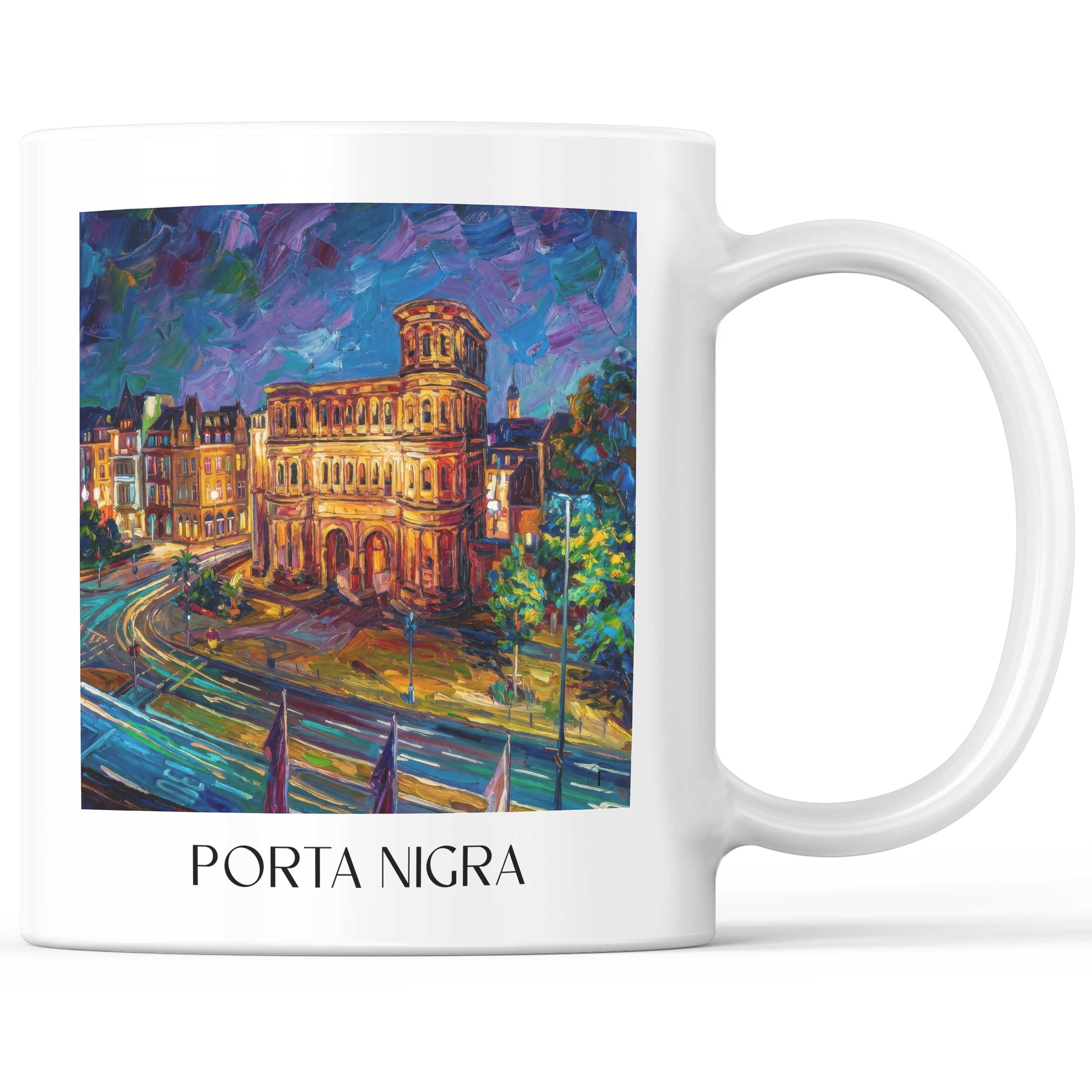 Porta Nigra Kaffeebecher - Trier - Deutschland Becher - Kaffeetasse im Ölgemälde Stil